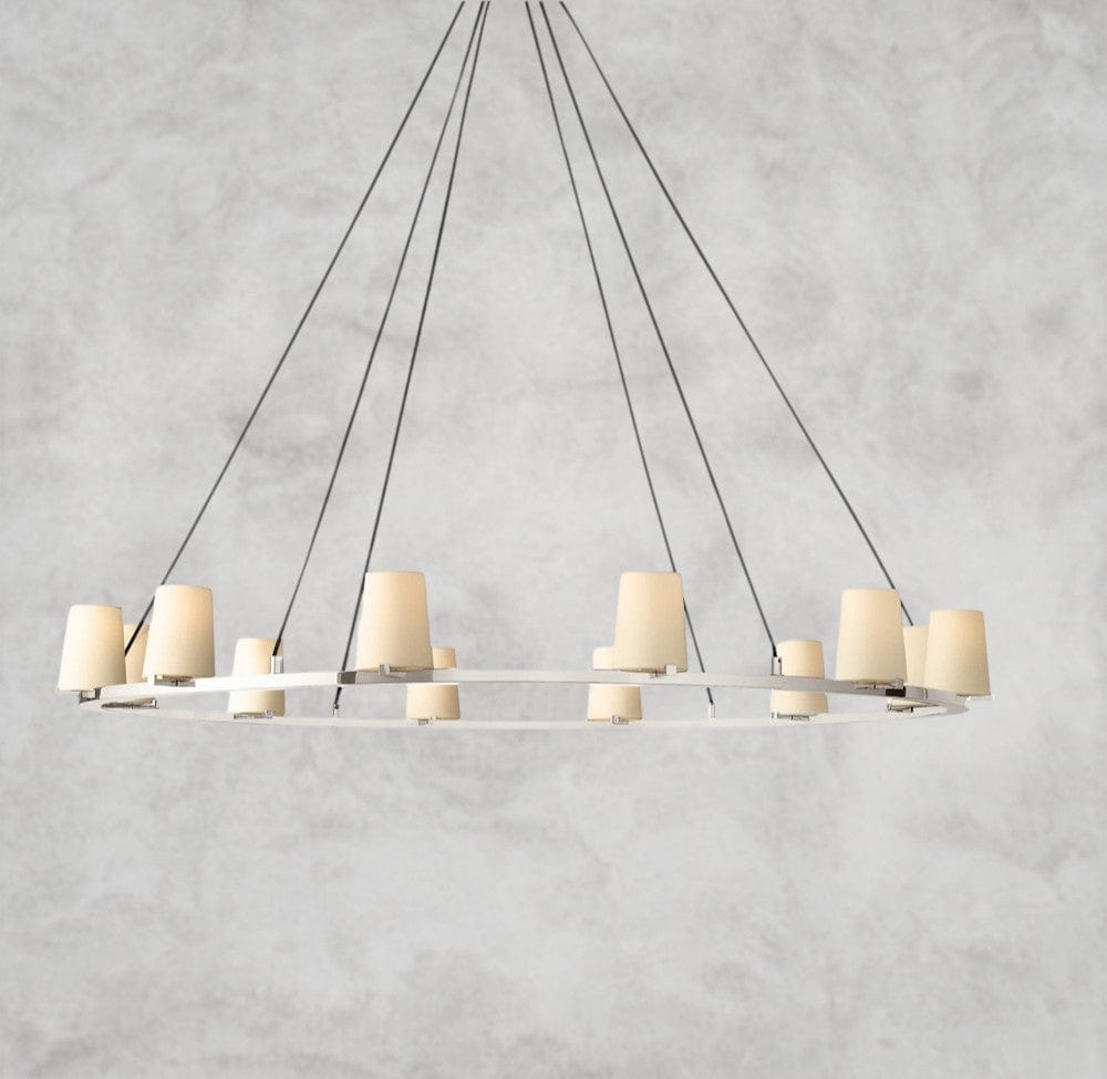 60" / Nickle Pauillac Fabric Shade Round Chandelier 36", 48", 60"