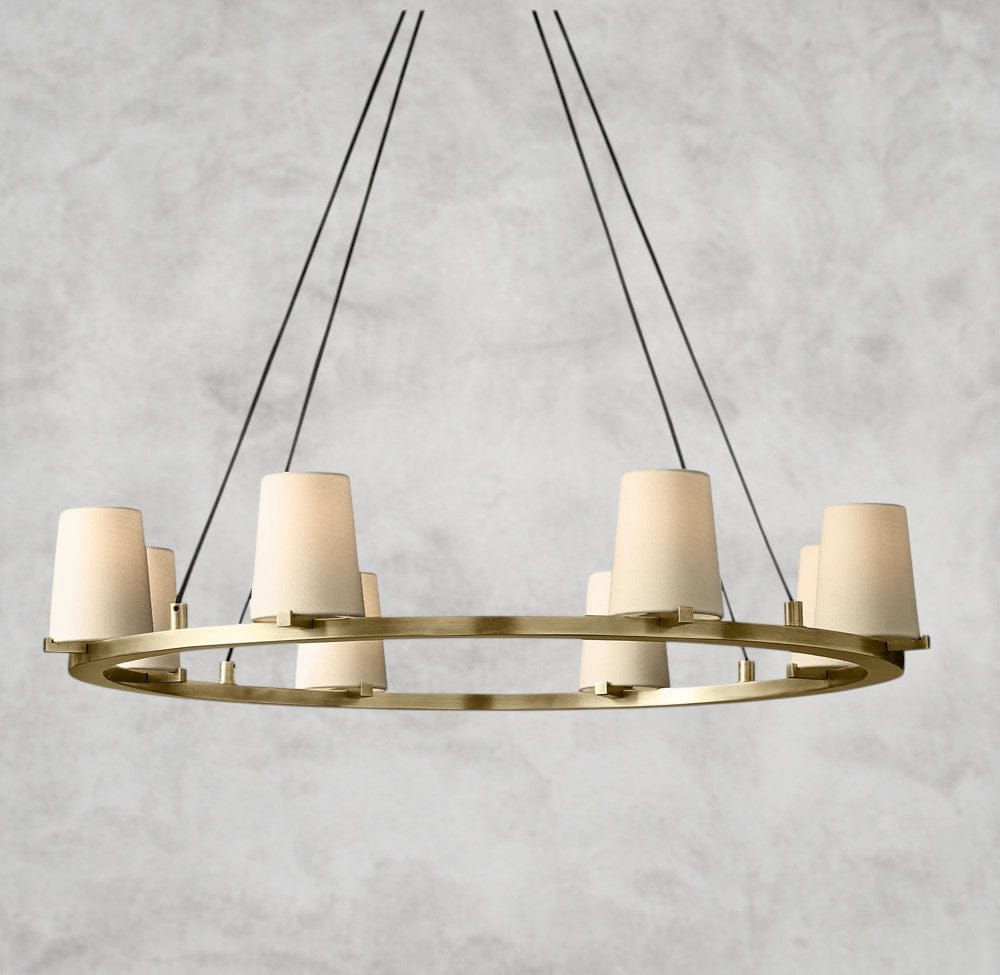 36" / Brass Pauillac Fabric Shade Round Chandelier 36", 48", 60"