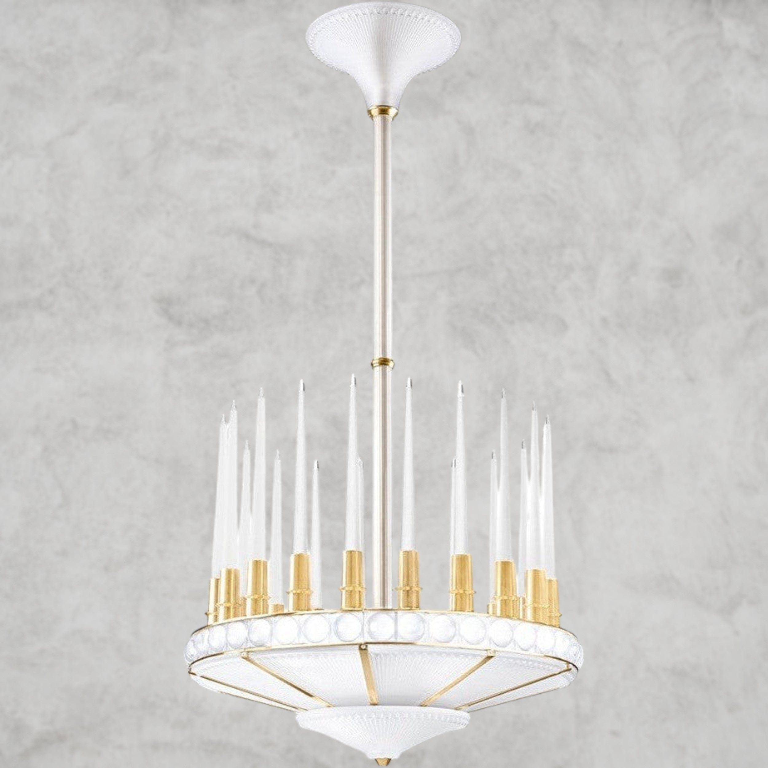 Satin Gilded Peres Candles Chandelier 27D