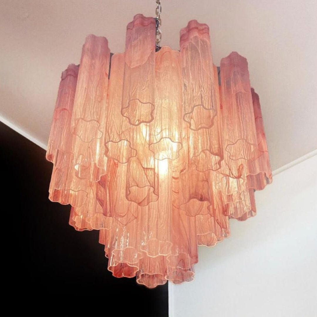 Dia 22.8″(58cm) x H 23.6″(60cm) / Pink Pink Murano Glass Tronchi Chandelier