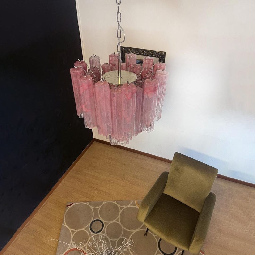 Dia 22.8″(58cm) x H 23.6″(60cm) / Pink Pink Murano Glass Tronchi Chandelier