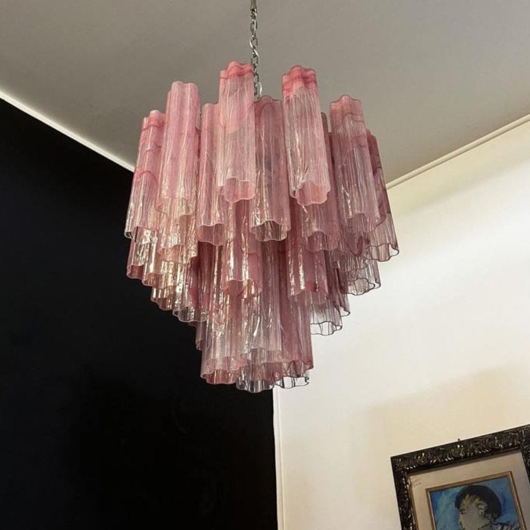 Dia 22.8″(58cm) x H 23.6″(60cm) / Pink Pink Murano Glass Tronchi Chandelier