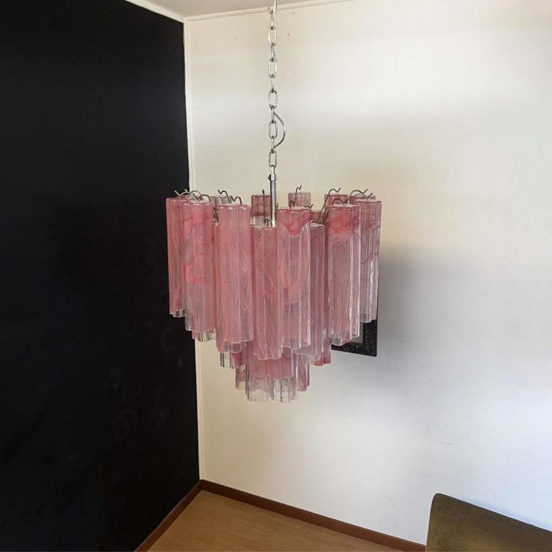 Dia 22.8″(58cm) x H 23.6″(60cm) / Pink Pink Murano Glass Tronchi Chandelier