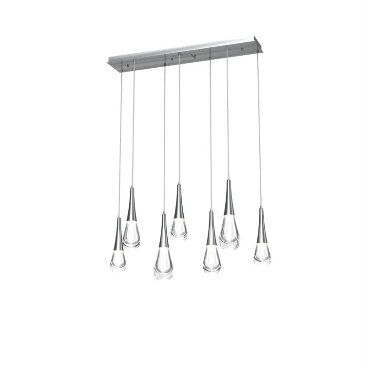 Nickle Pluvia 7-Light Linear Chandelier Pendant For Living room Family room Dining Room Bedroom