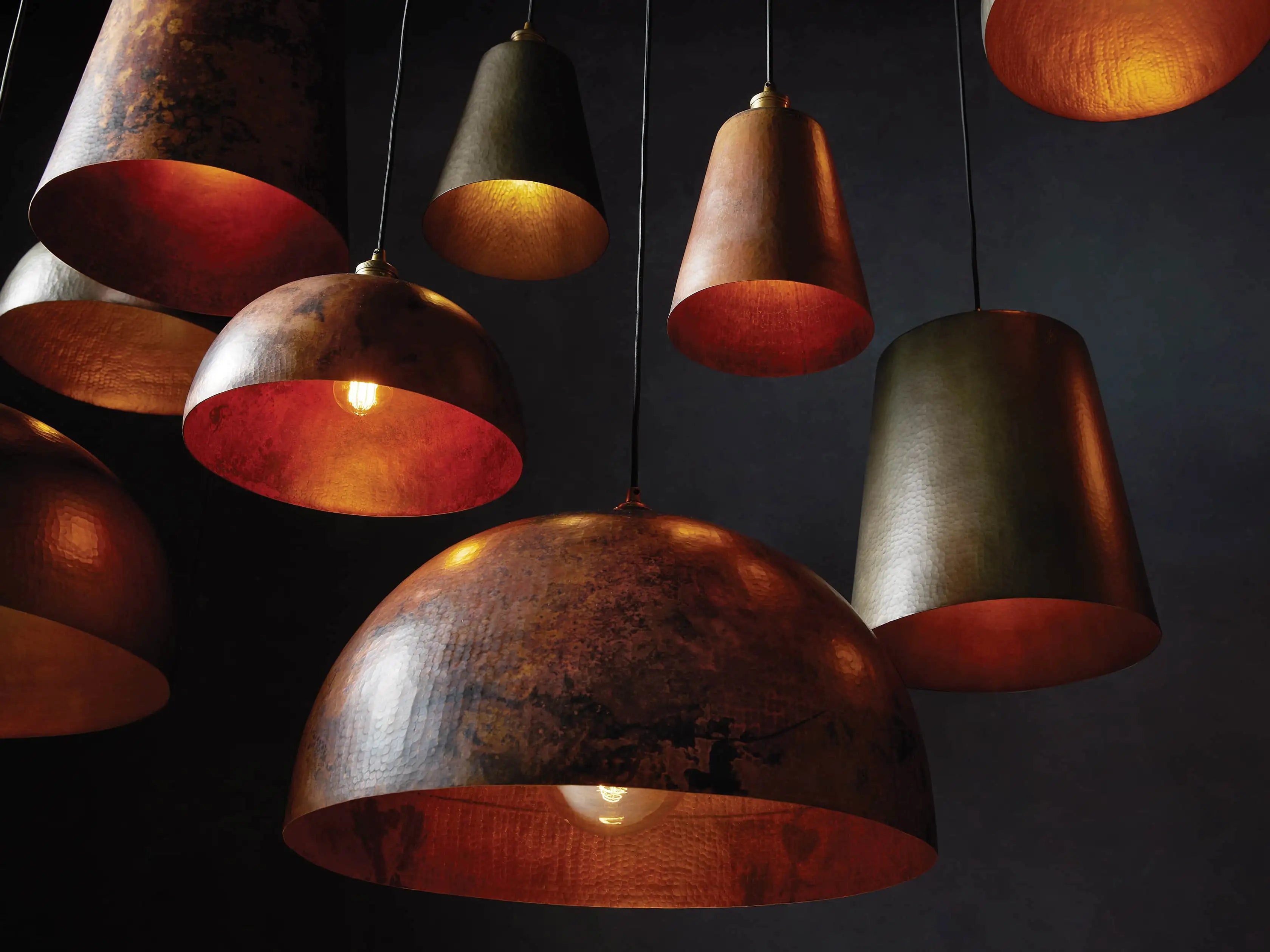 Recycled Metal Dome Pendant 14