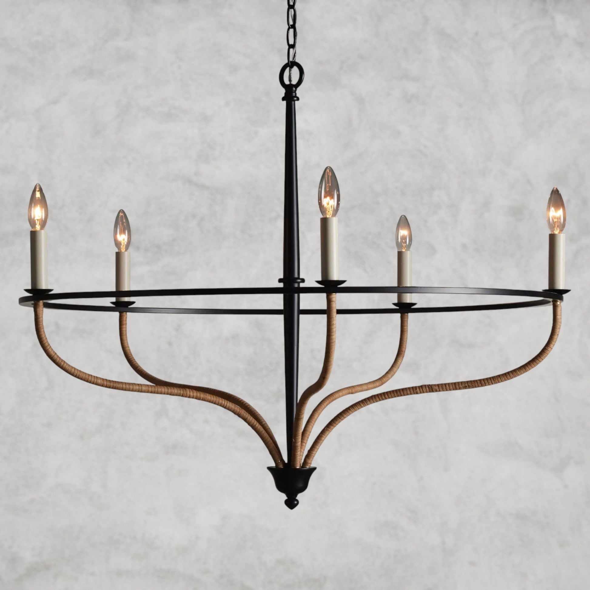 Rosalind Rattan Chandelier in Black