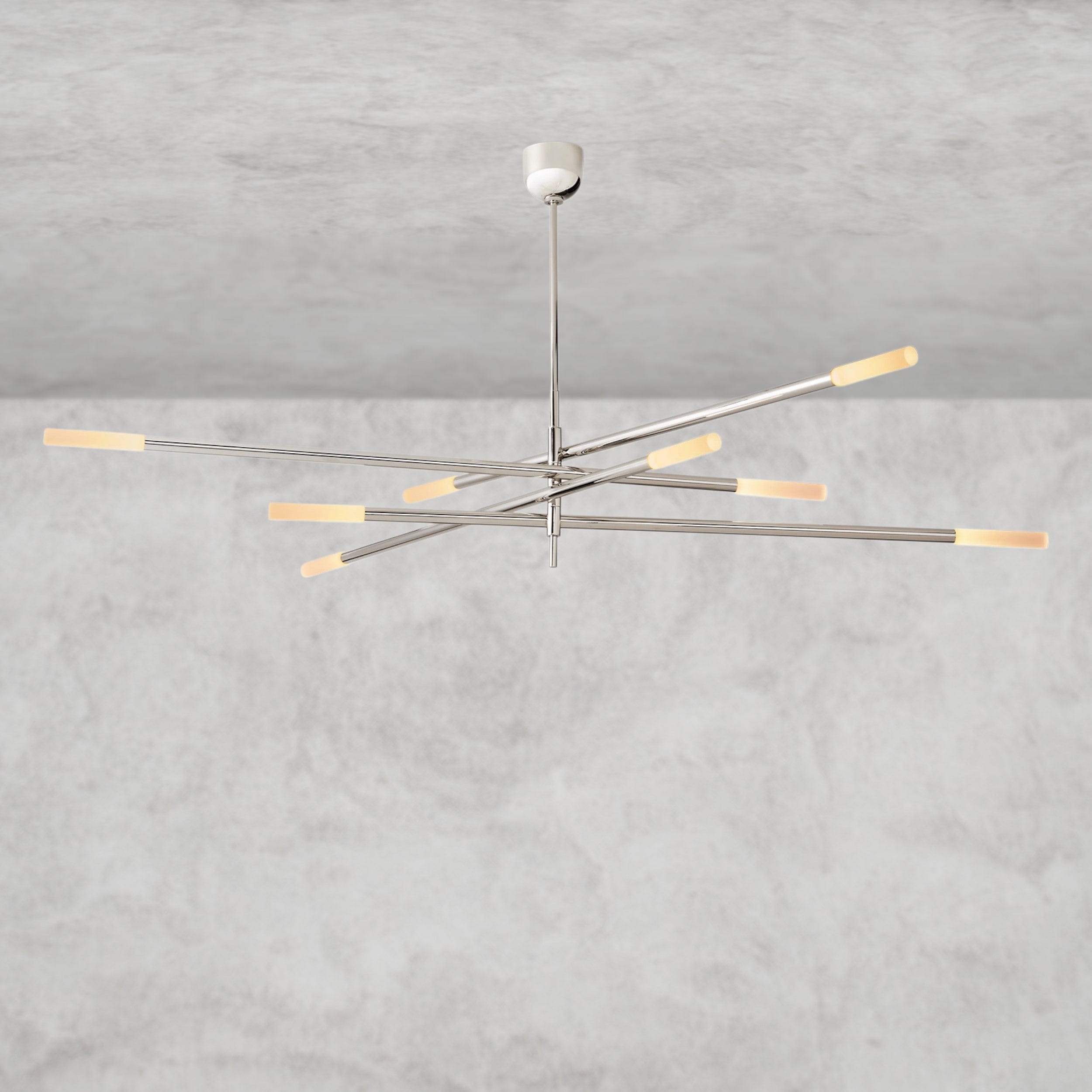 80" / Nickle Rousseau 8-Light Mobile Etched Rod Chandelier 65", 80"