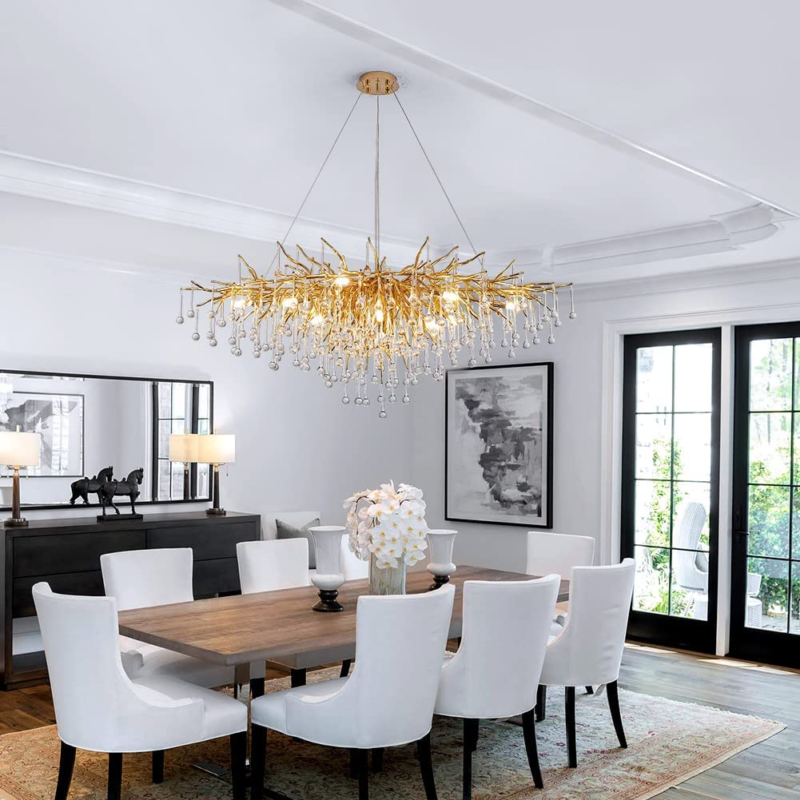 Stunning Tree Branch Crystal Chandelier with Clear Teardrop-shaped for Living/Dining Room