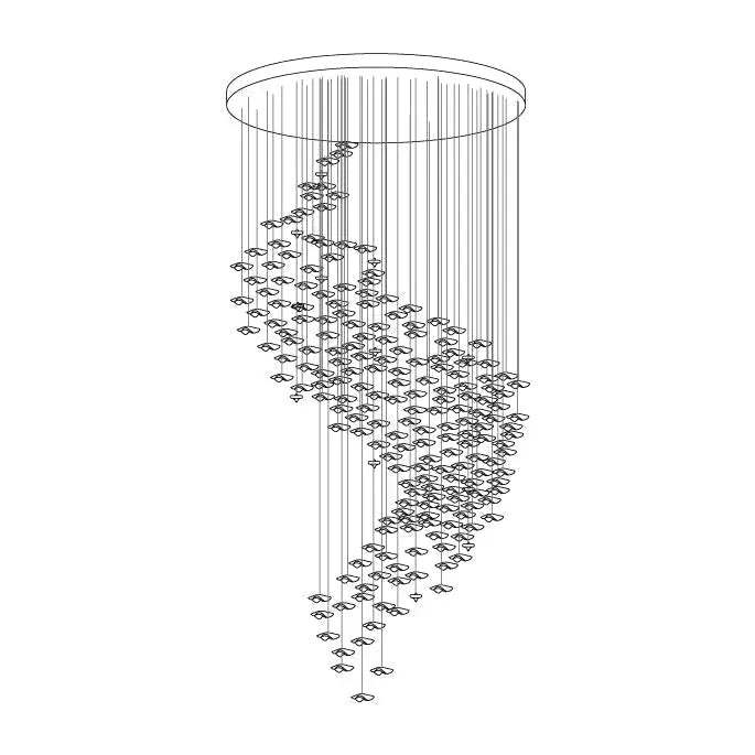 ∅ 39.4″ x H 78.7″ (Ceiling canopy version) / Clear & Gold San De Chandelier, Modern Square Glass Spiral Long Pendant Chandelier