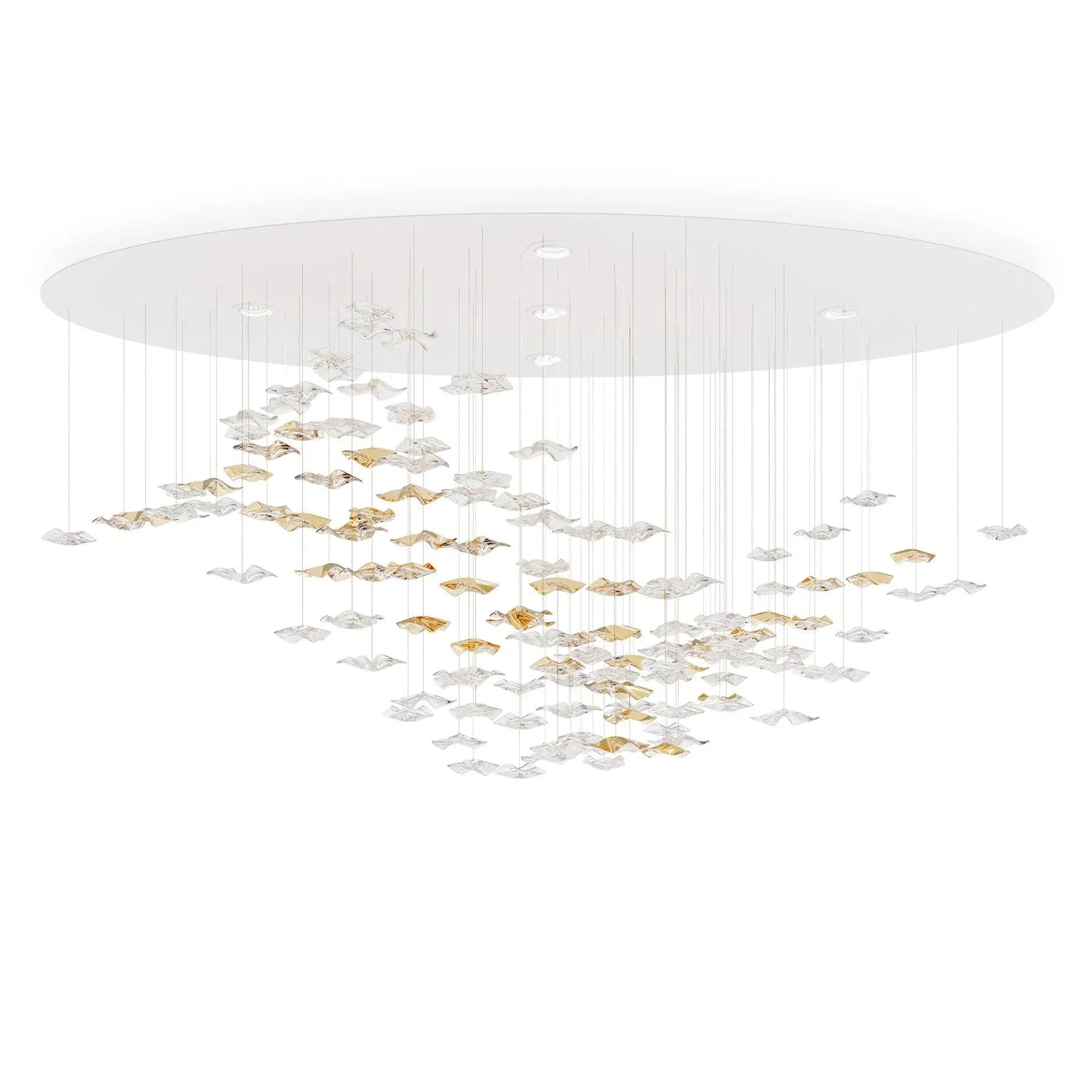 San De Chandelier, Modern Square Glass Spiral Long Pendant Chandelier
