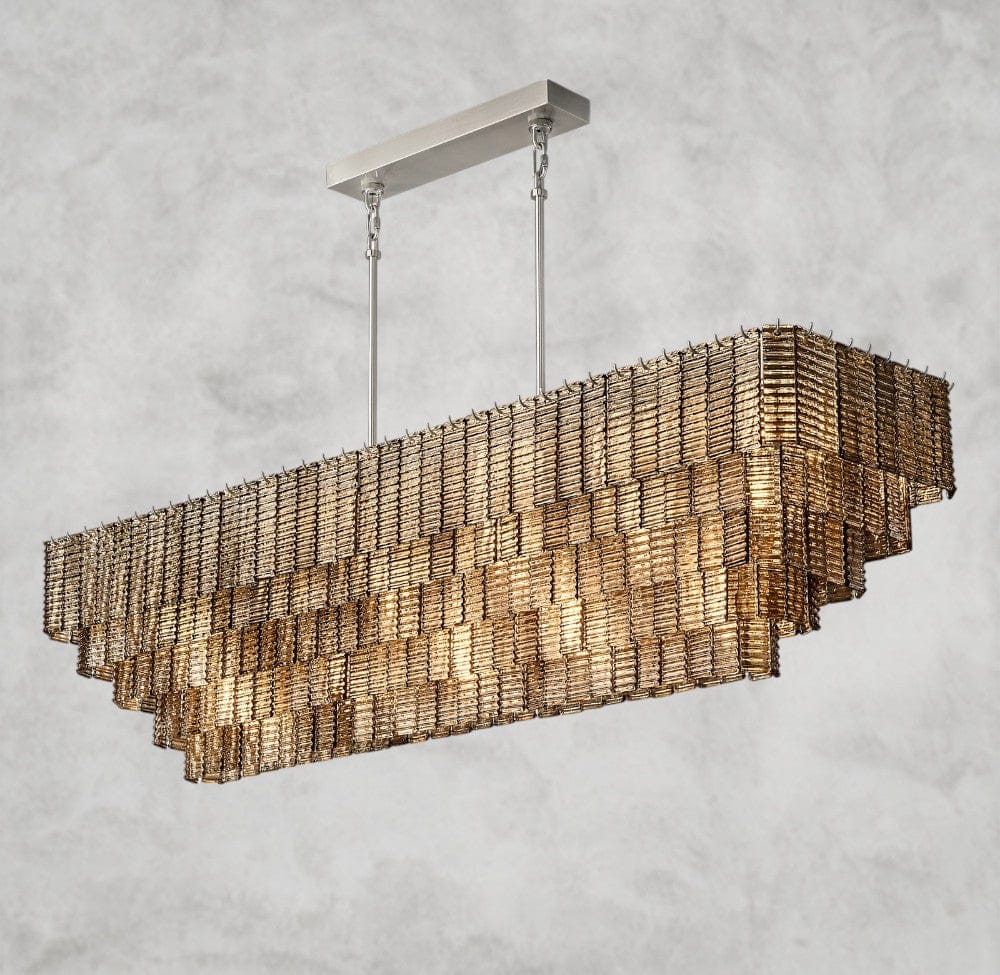 Sirene Smoke Glass Rectangular Chandelier 59
