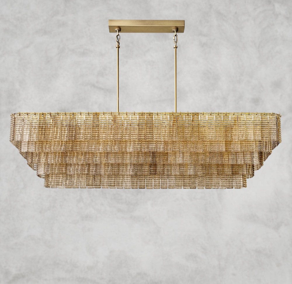 Sirene Smoke Glass Rectangular Chandelier 59