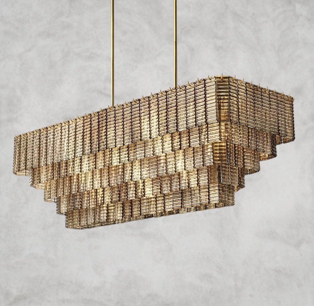 Sirene Smoke Glass Rectangular Chandelier 59