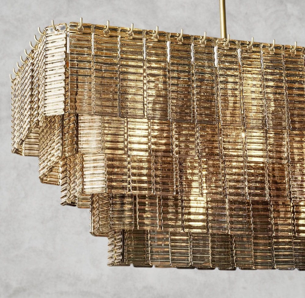 Sirene Smoke Glass Rectangular Chandelier 59