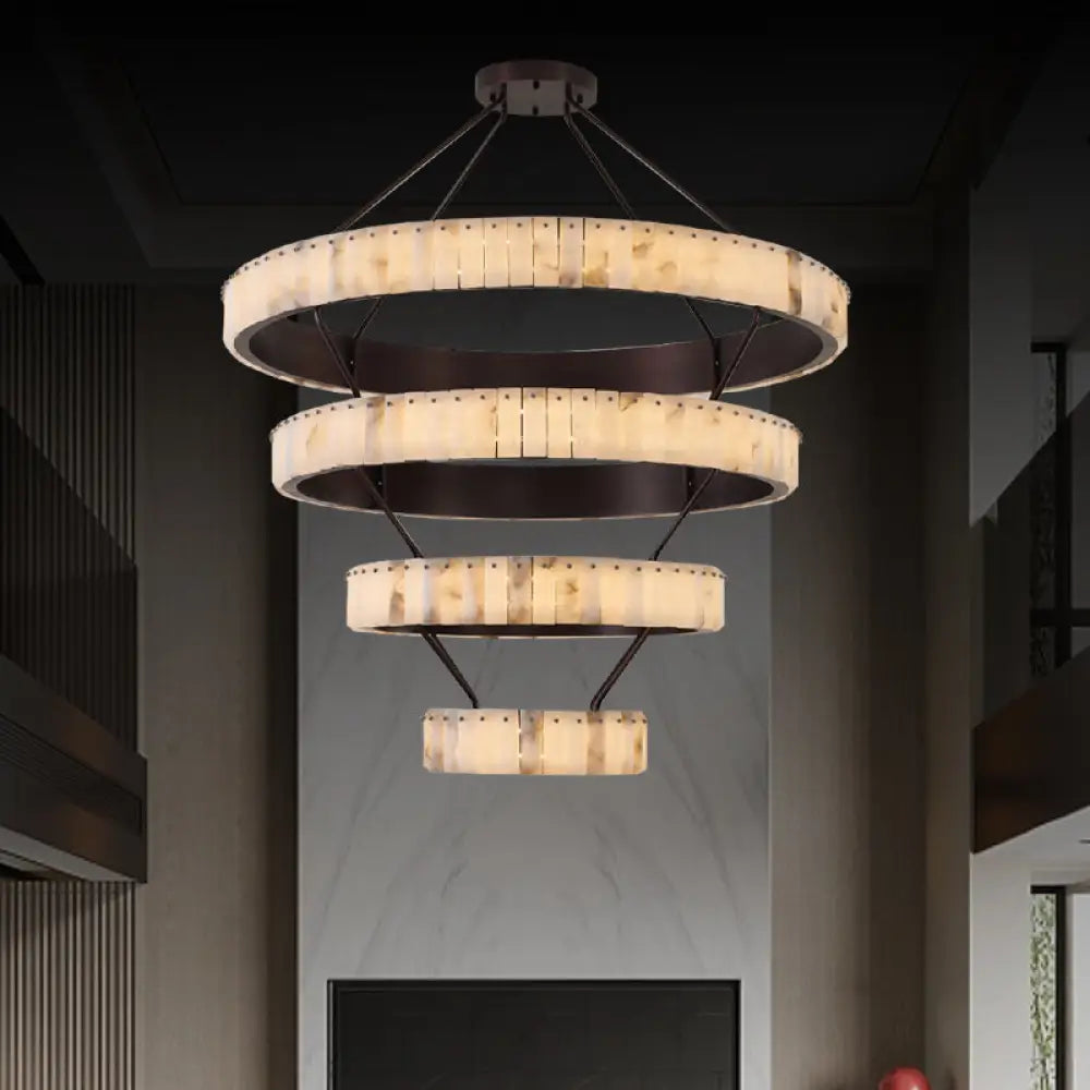 Tiered Alabaster Spiral Chandelier