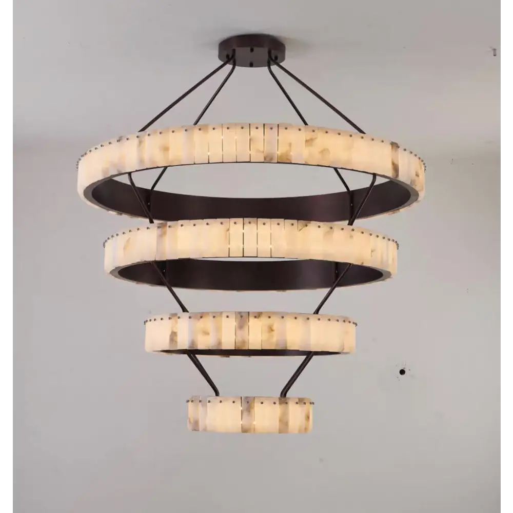 Tiered Alabaster Spiral Chandelier
