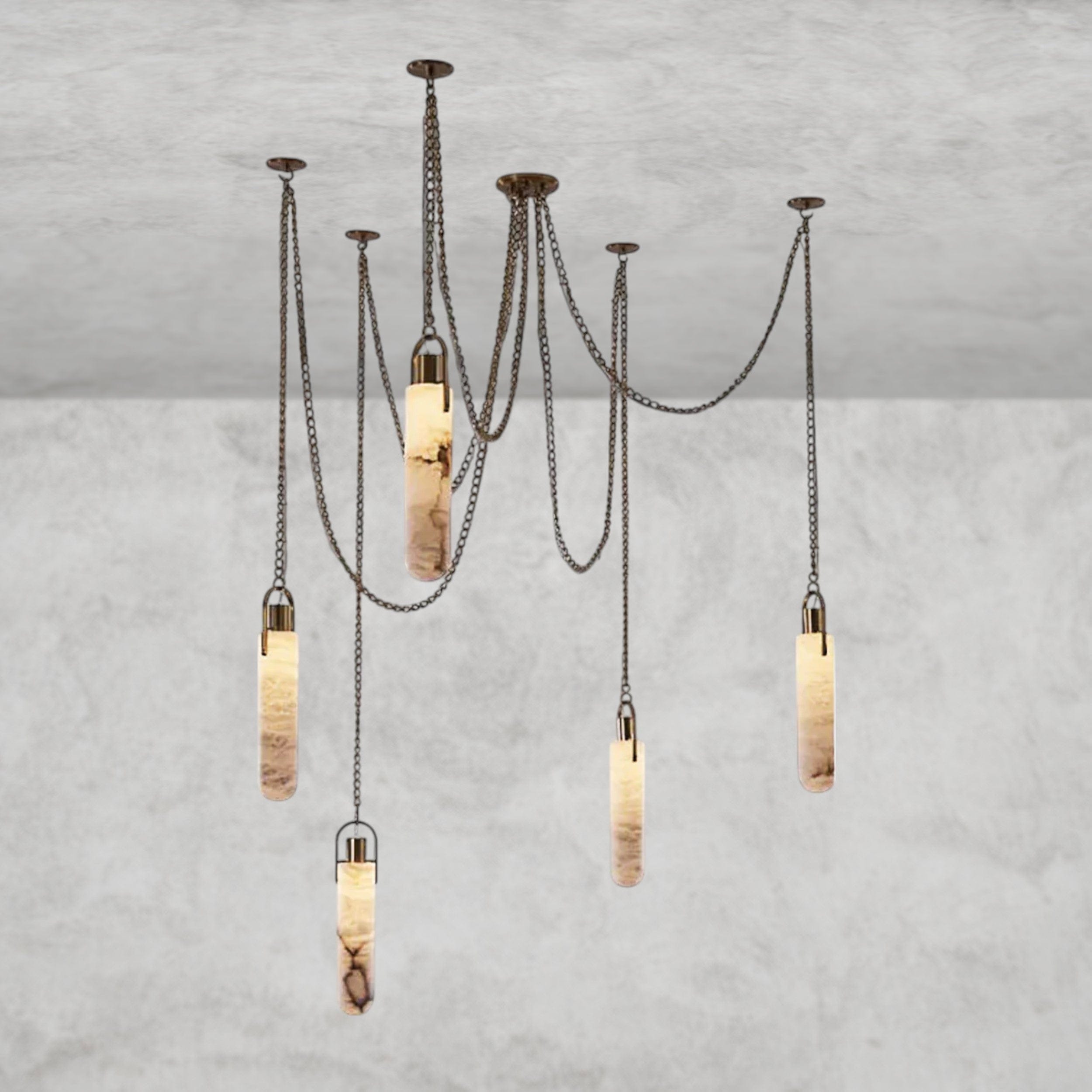 Theresa AlabasteR 5 Light LED Multi-Drop Modern Hanging Pendant Lighting
