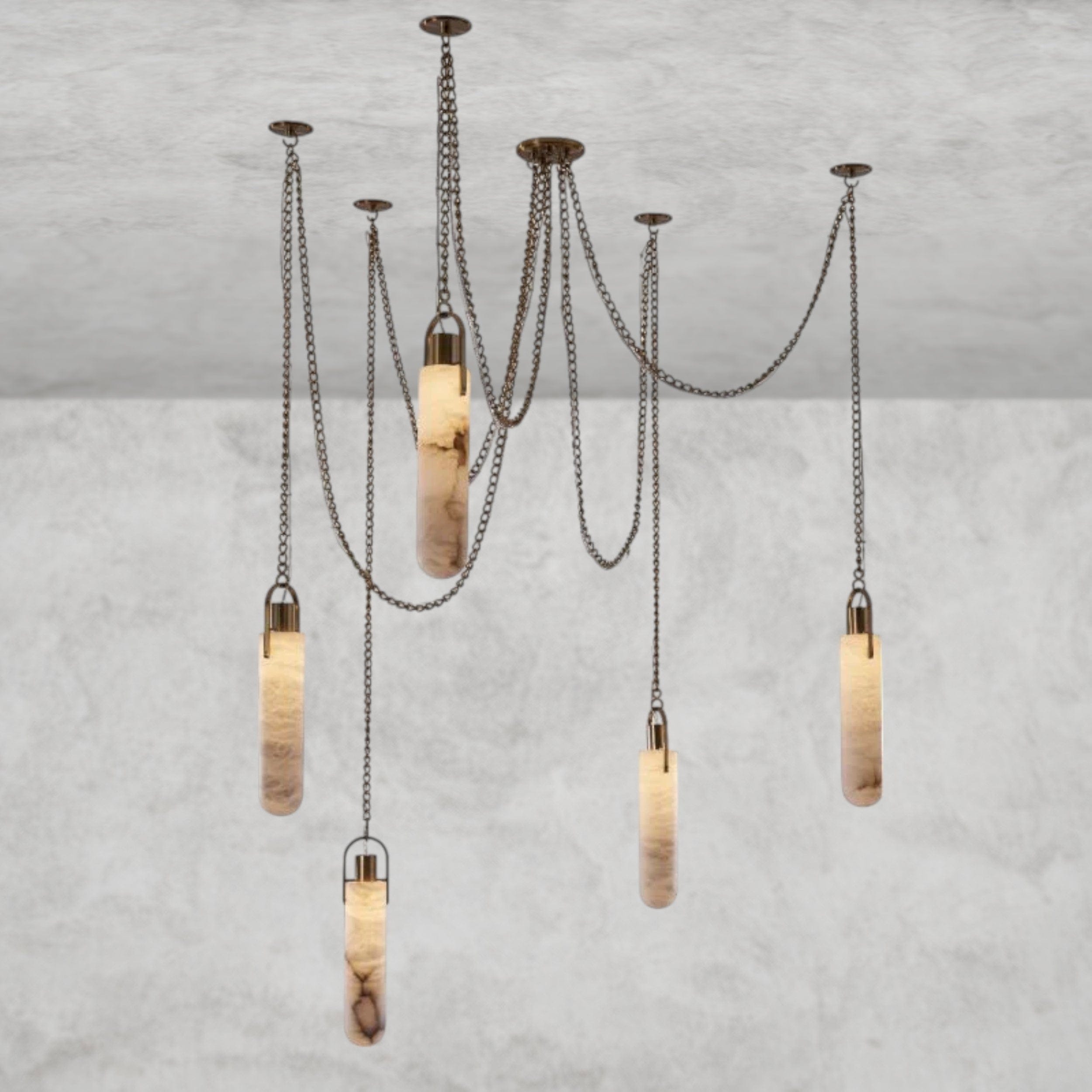 Theresa AlabasteR 5 Light LED Multi-Drop Modern Hanging Pendant Lighting