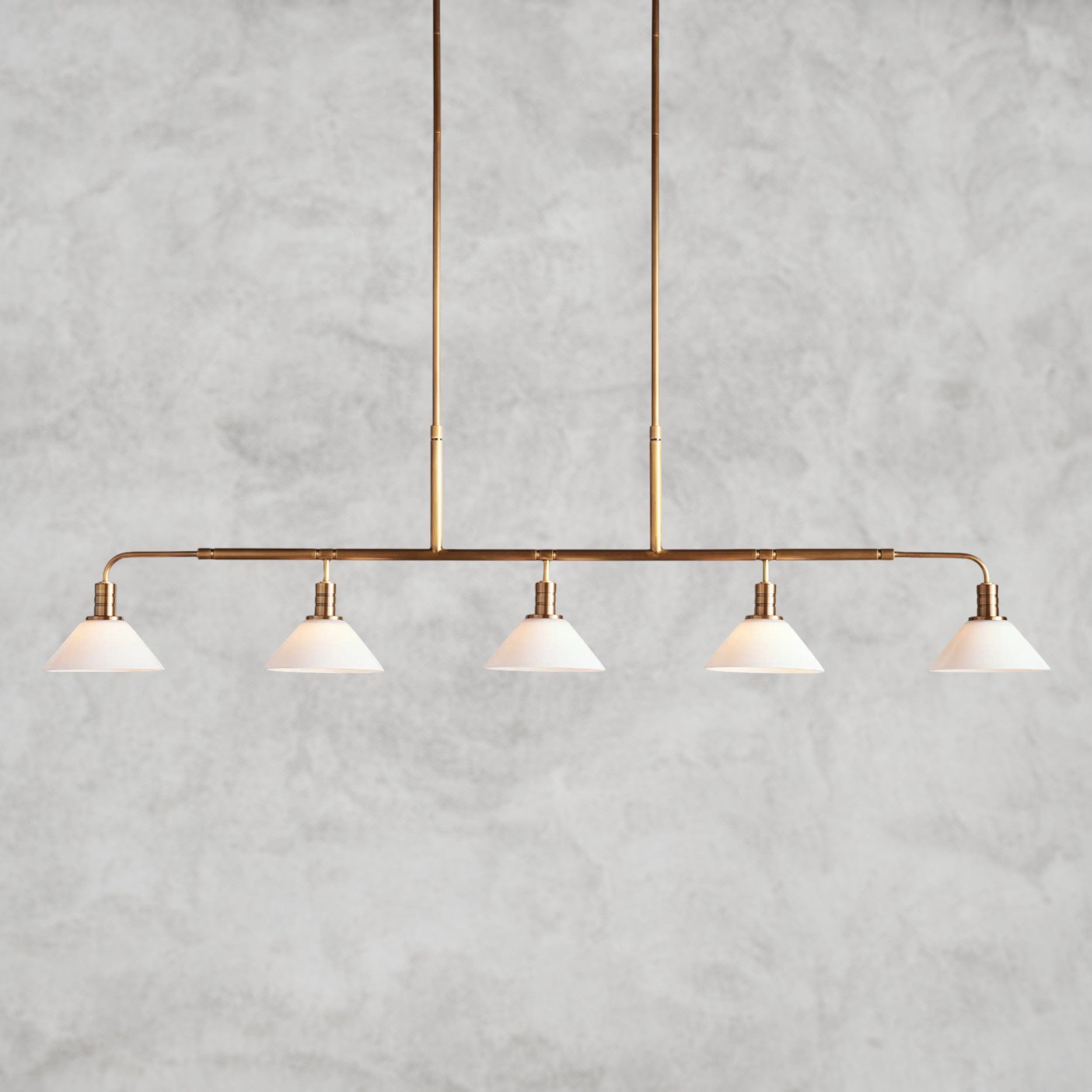 Brass / 60" / Milk Theron Linear Chandelier 50", 60"