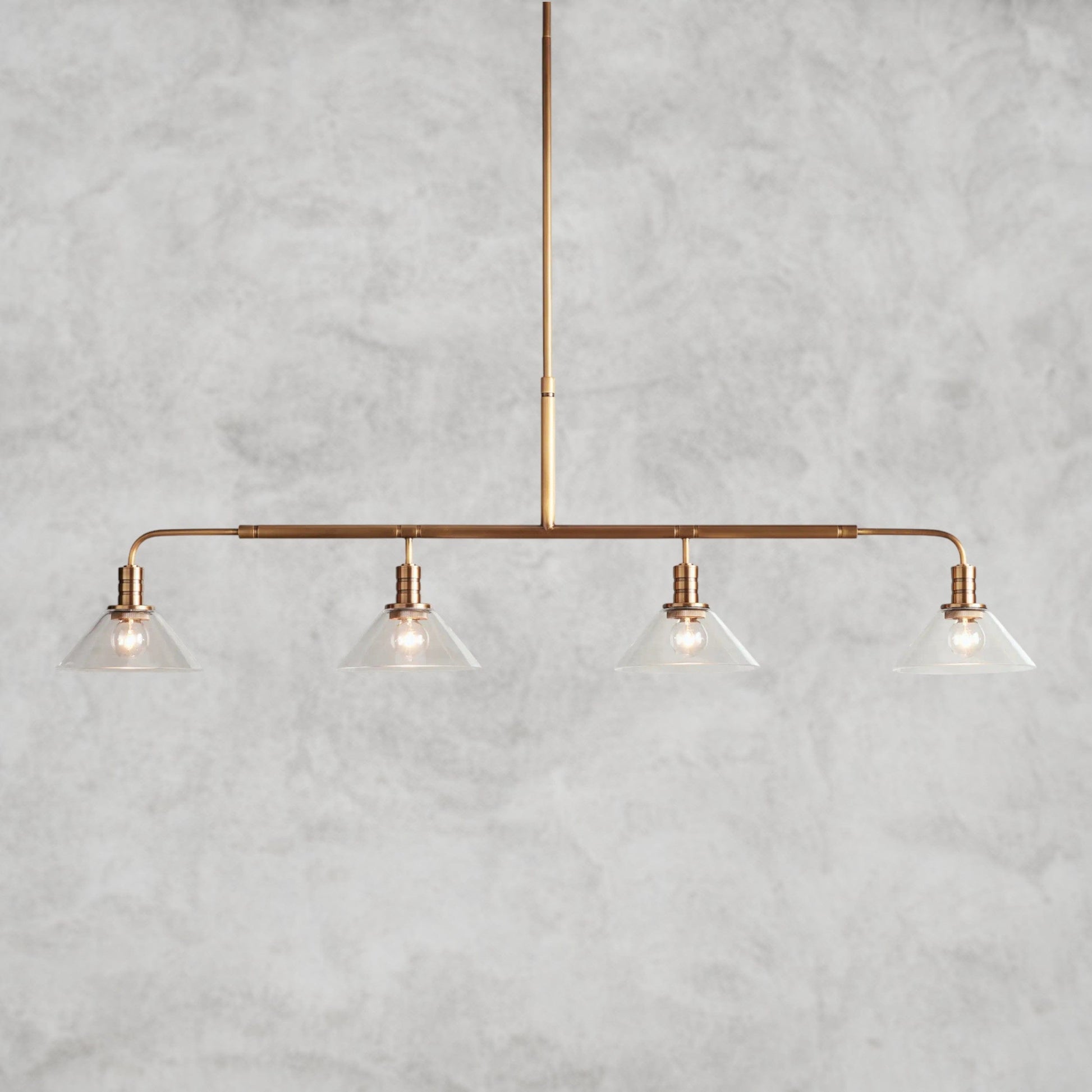Brass / 50" / Clear Theron Linear Chandelier 50", 60"