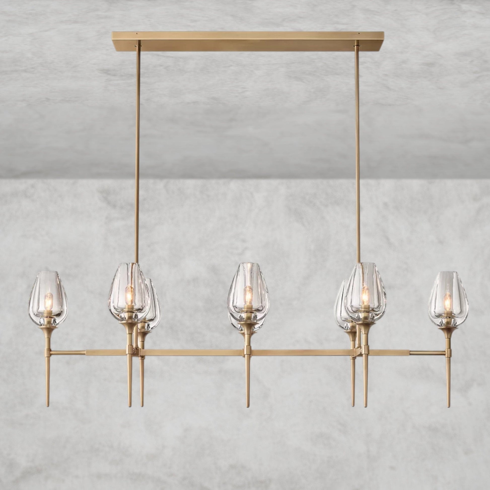52" / Brass Tulip Linear Chandelier 52", 65"