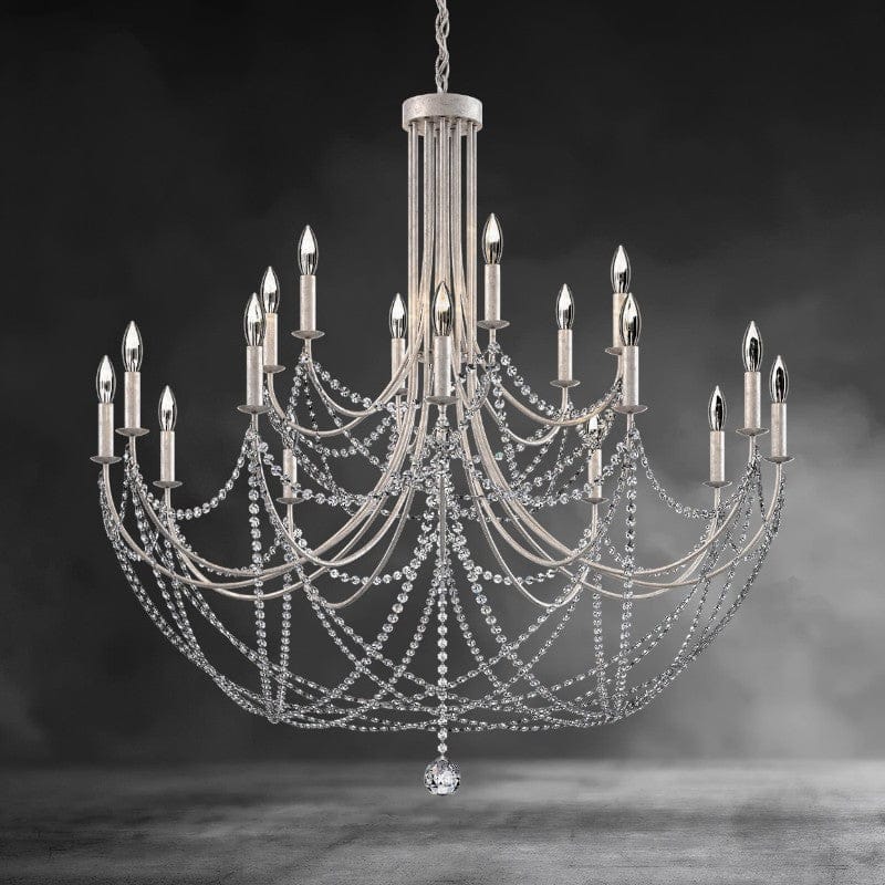 Antique Silver Verdan Half Circle Chandelier 43