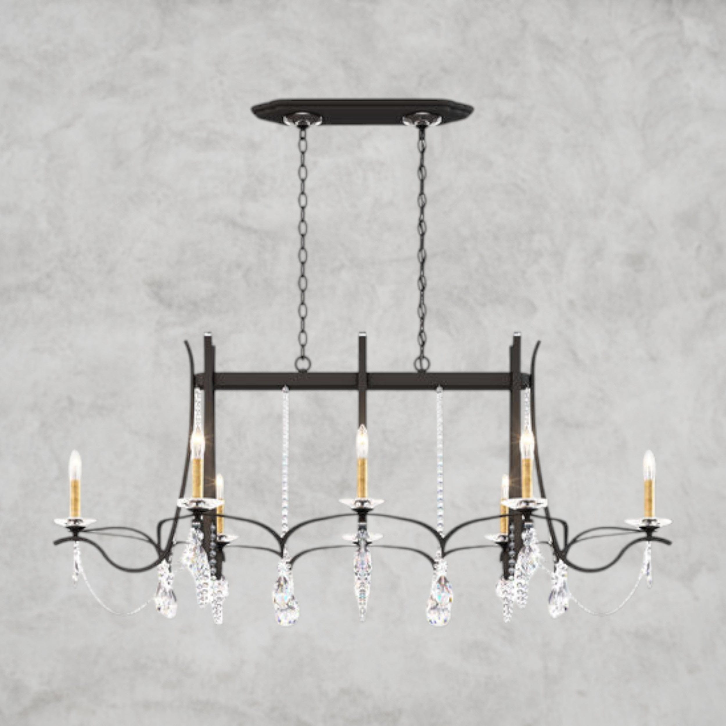 Black / Clear Heritage Crystal Vesca Long Chandelier 58