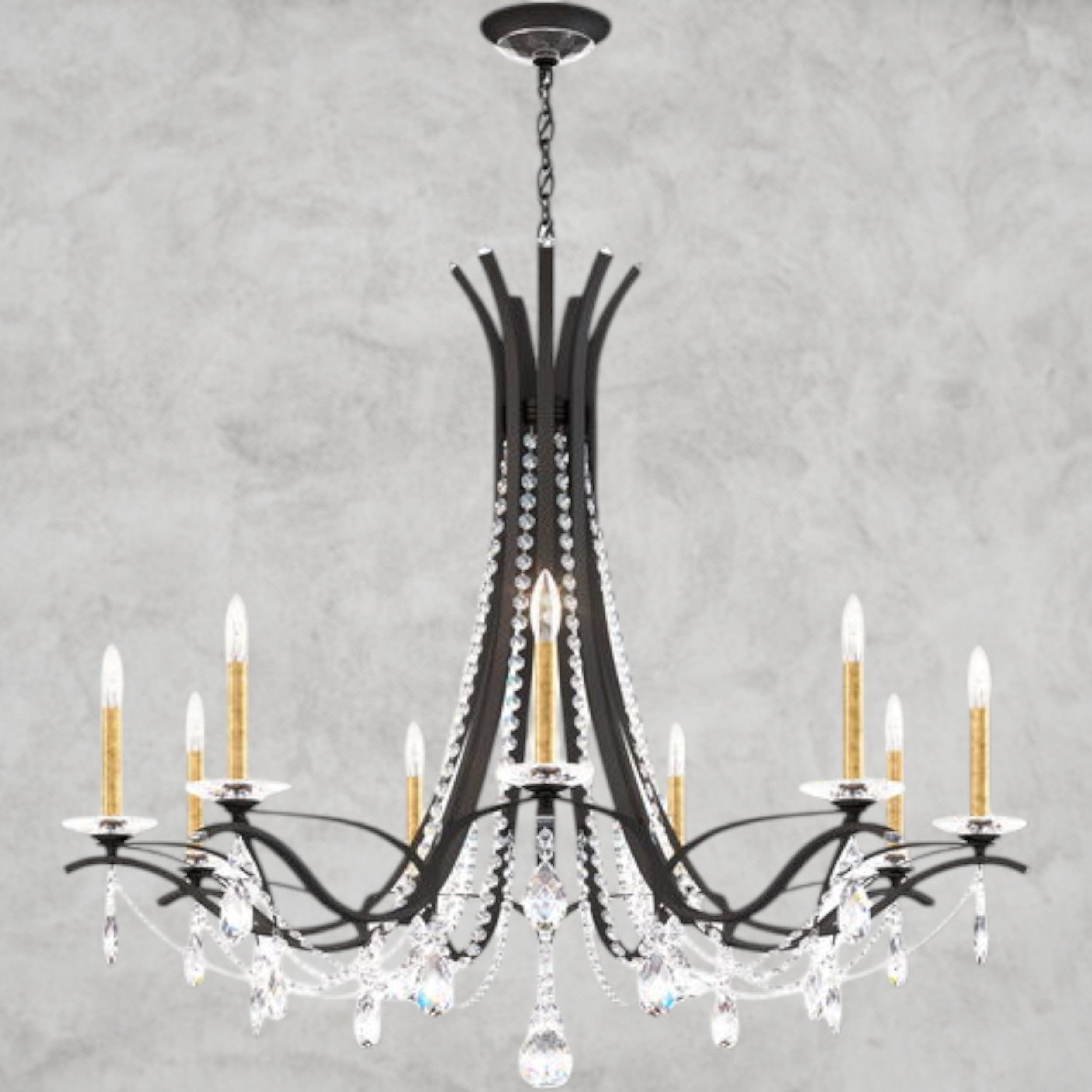 Black / Clear Heritage Crystal Vesca Round Chandelier 45