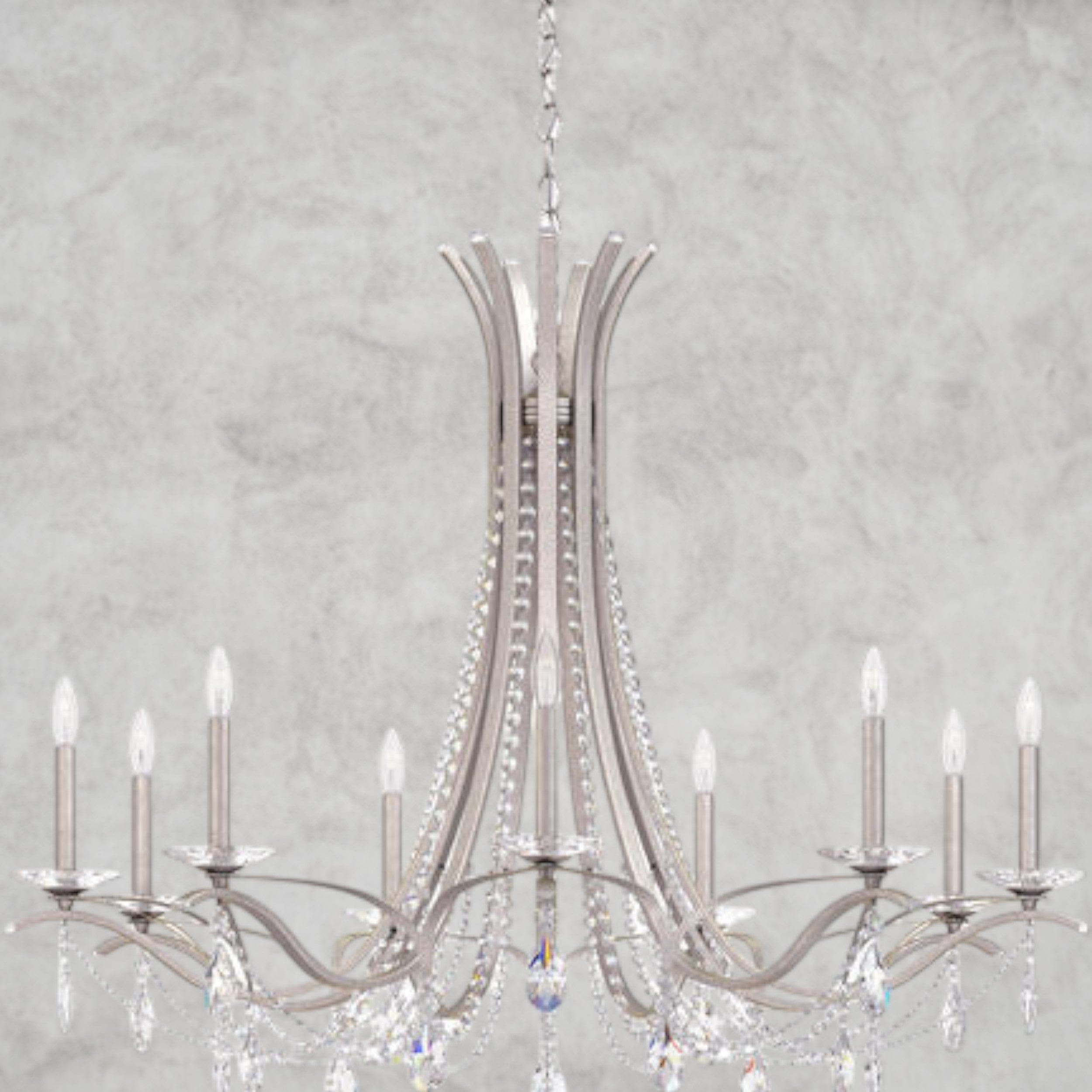 Antique Silver / Clear Heritage Crystal Vesca Round Chandelier 45