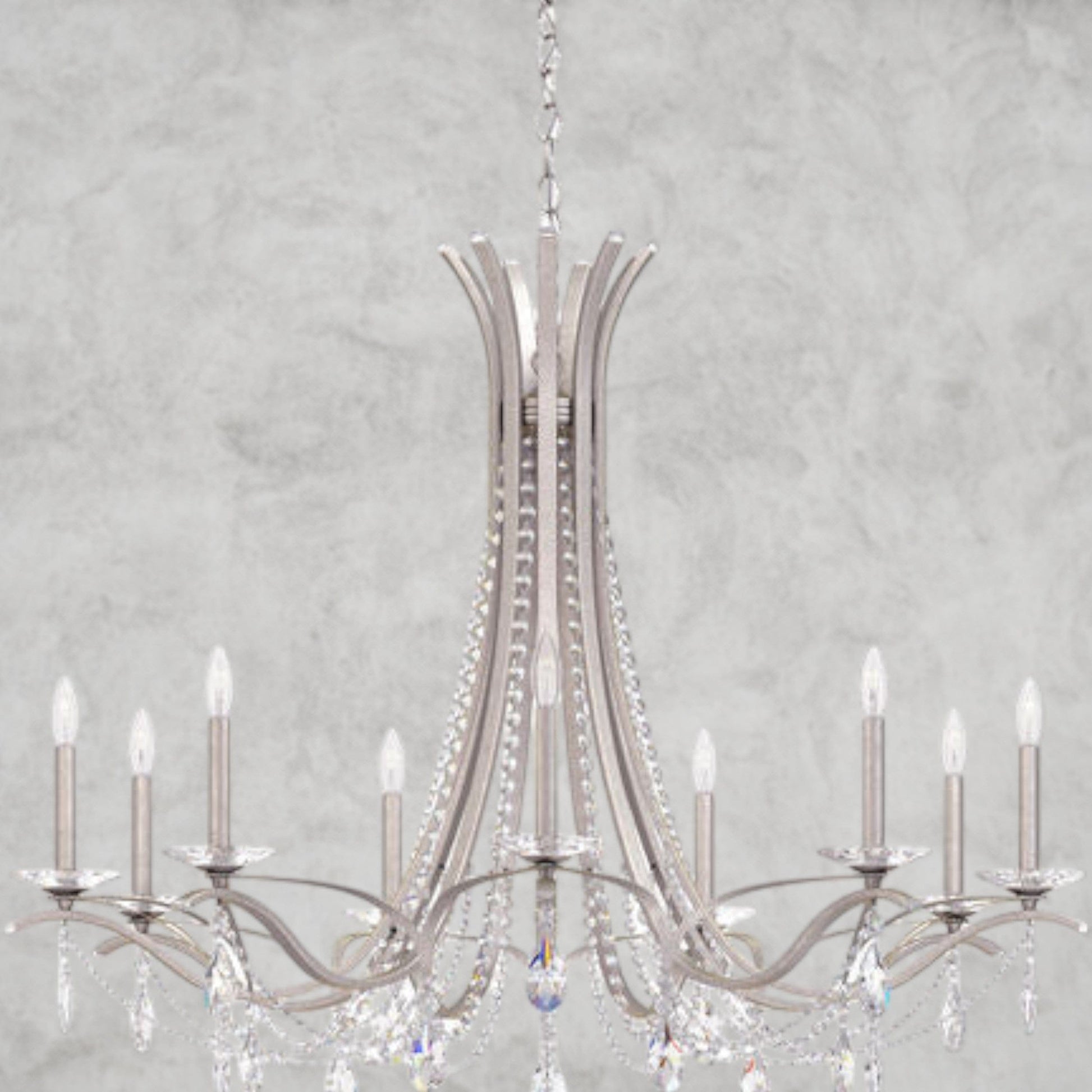 Antique Silver / Clear Heritage Crystal Vesca Round Chandelier 45"