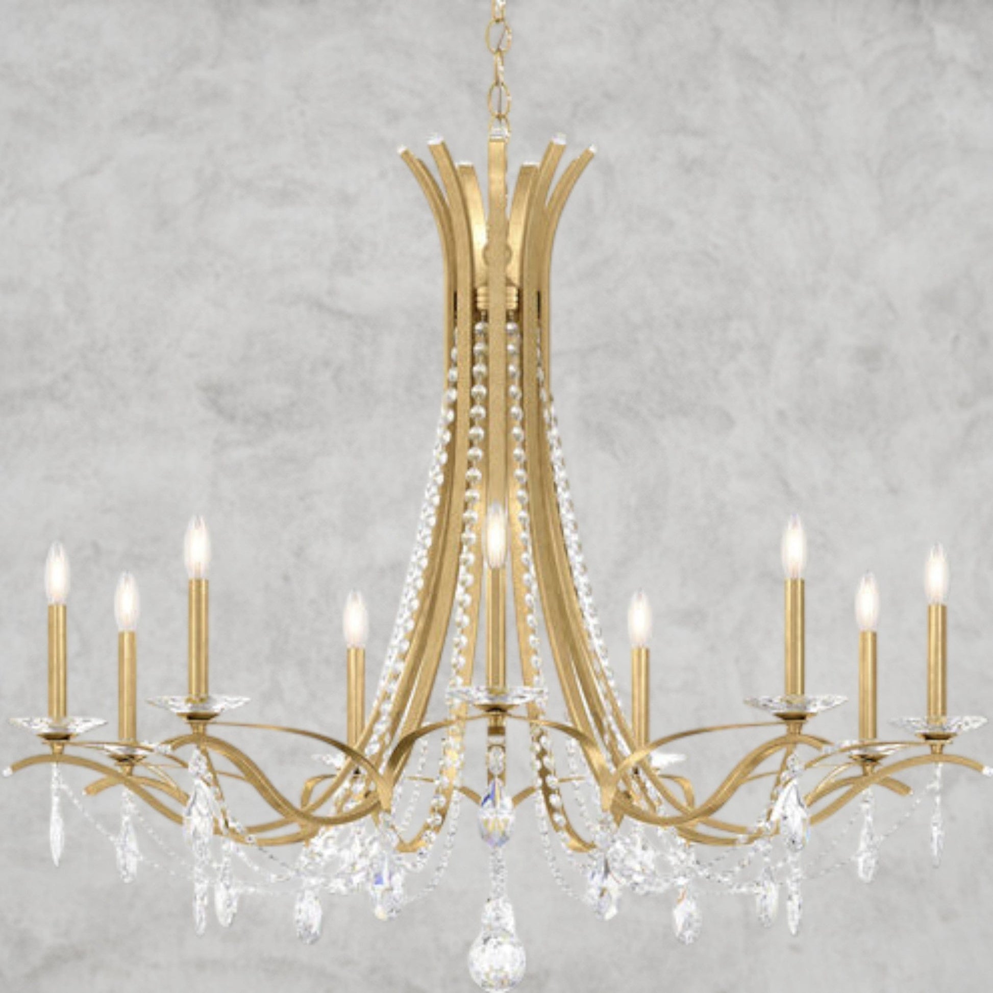 Gold / Clear Heritage Crystal Vesca Round Chandelier 45"