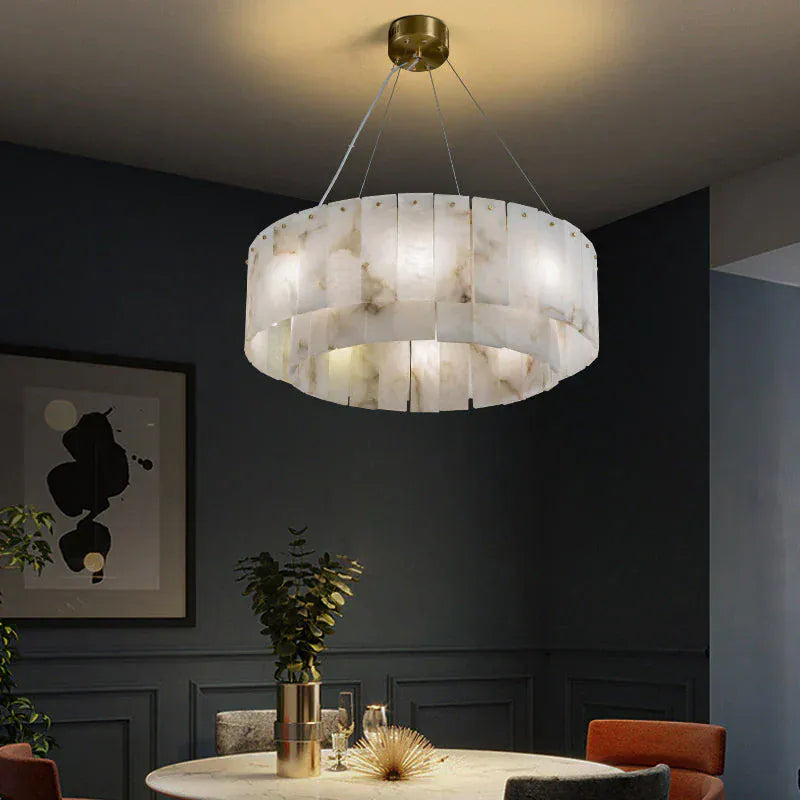 22.4" D Victoria Alabaster Modern Round Chandelier 22.4", 32.3"