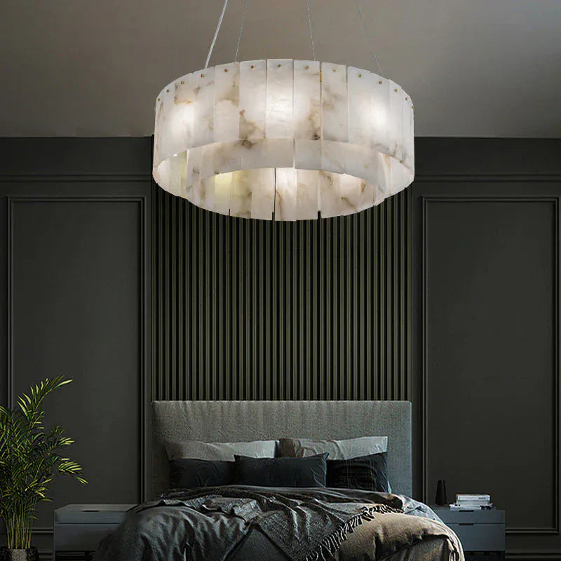 Victoria Alabaster Modern Round Chandelier 22.4
