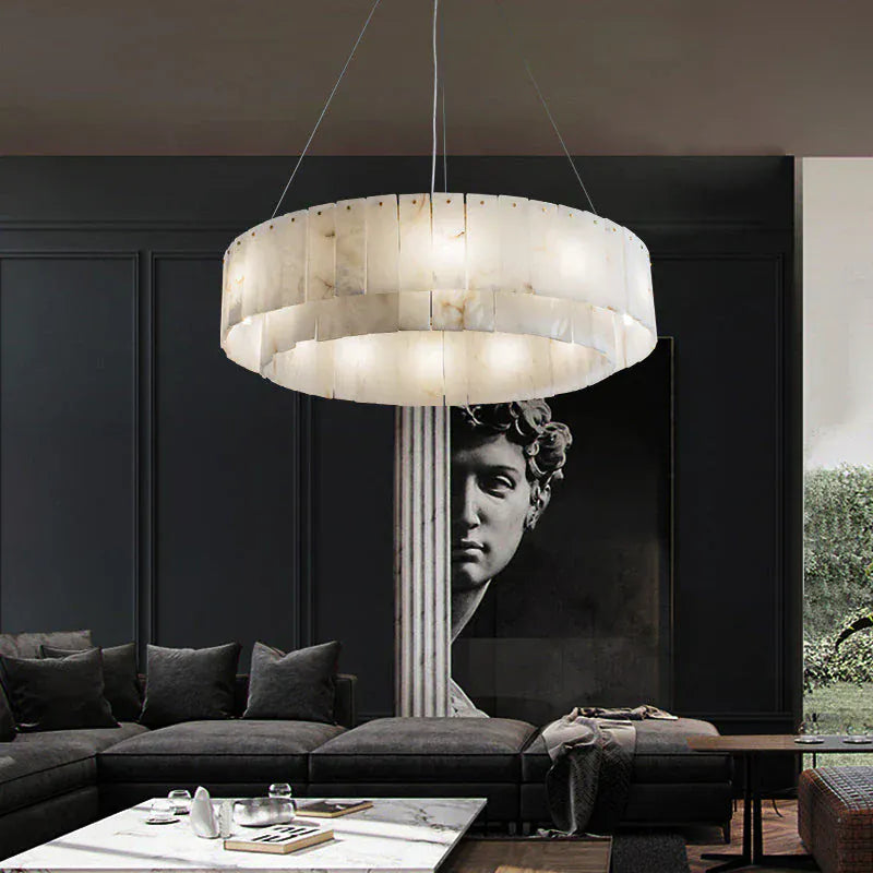 32.3" D Victoria Alabaster Modern Round Chandelier 22.4", 32.3"