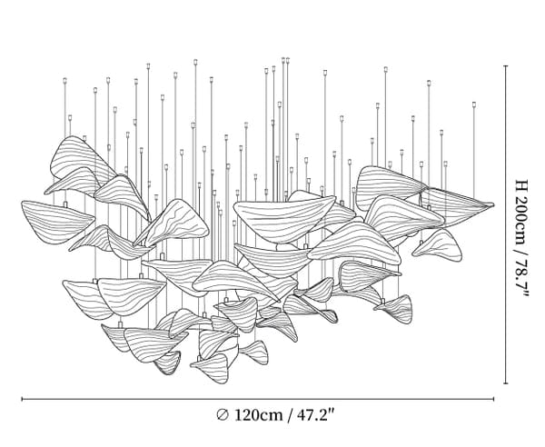 Support Customized Drawings / Amber Wave Floating Leaf Chandelier