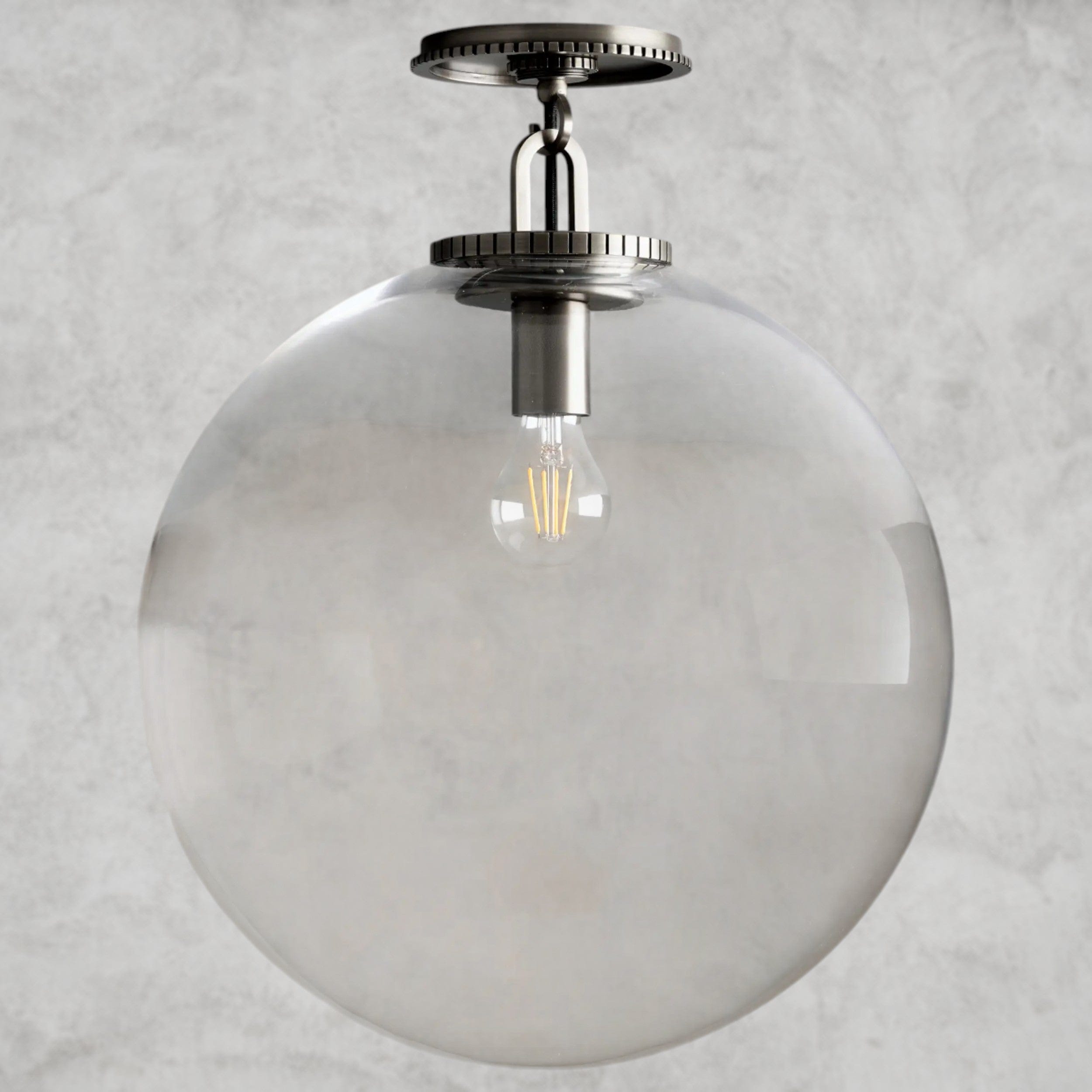 Large / Bronze / Clear Wescott Globe Flush Mount