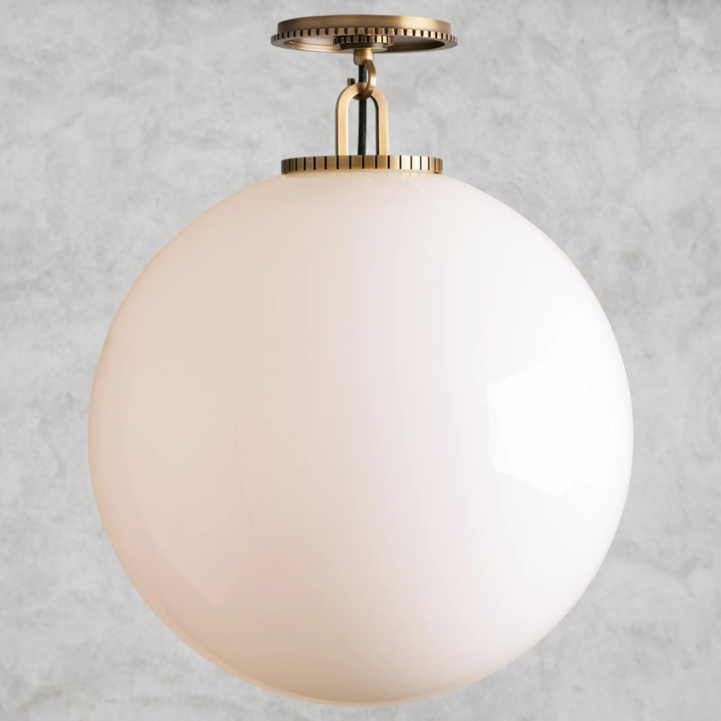 Large / Brass / Milk Wescott Globe Flush Mount