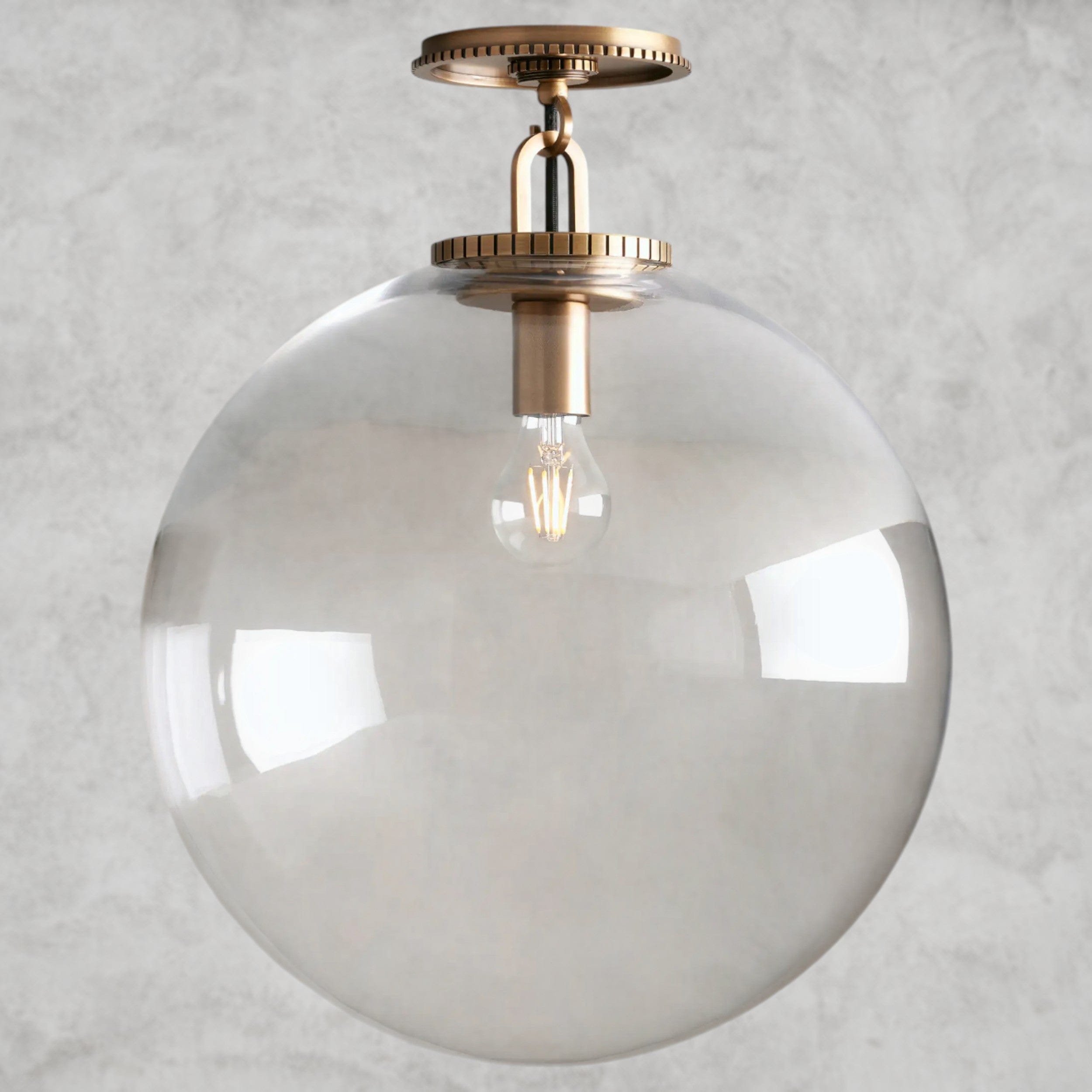 Large / Brass / Clear Wescott Globe Flush Mount