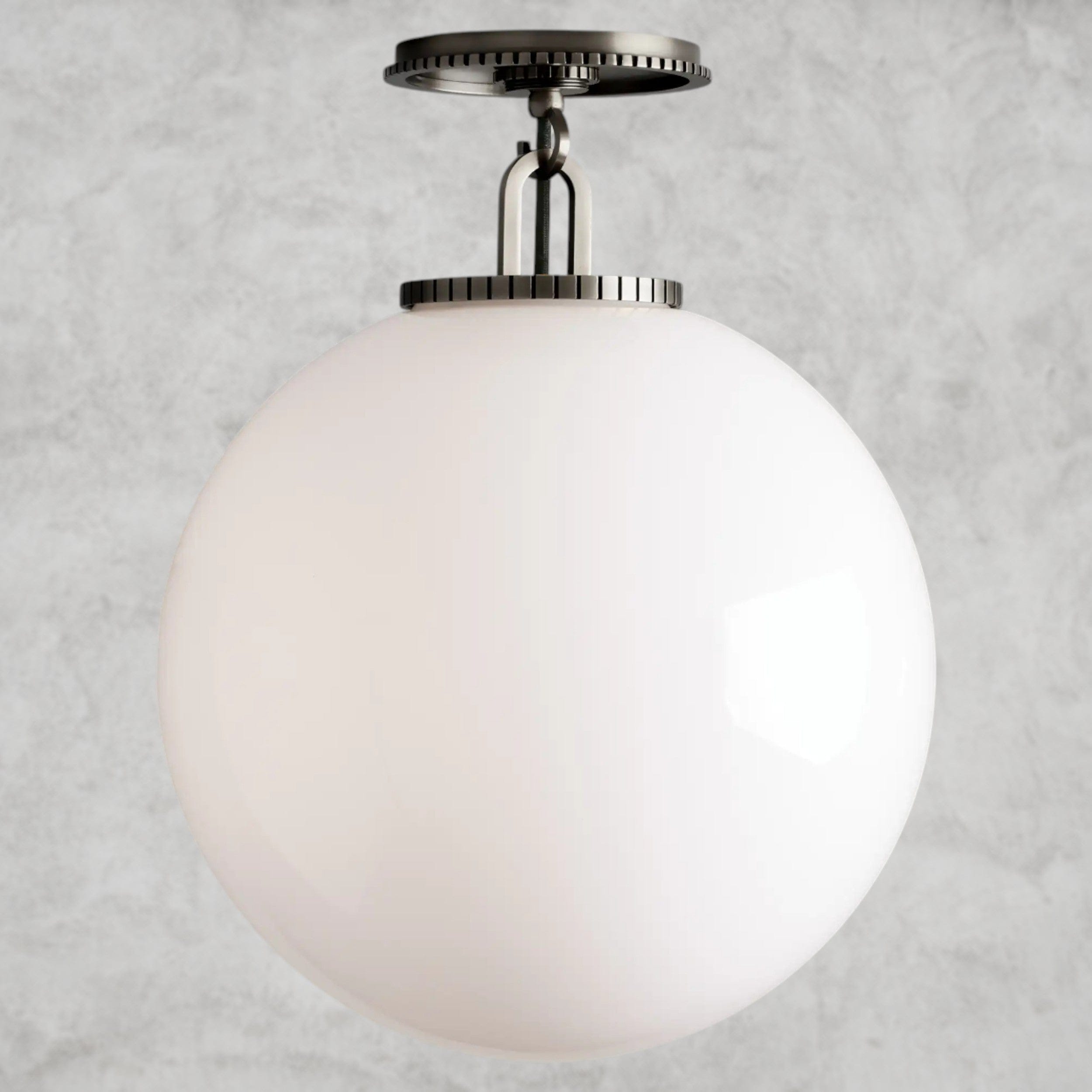 Medium / Bronze / Milk Wescott Globe Flush Mount