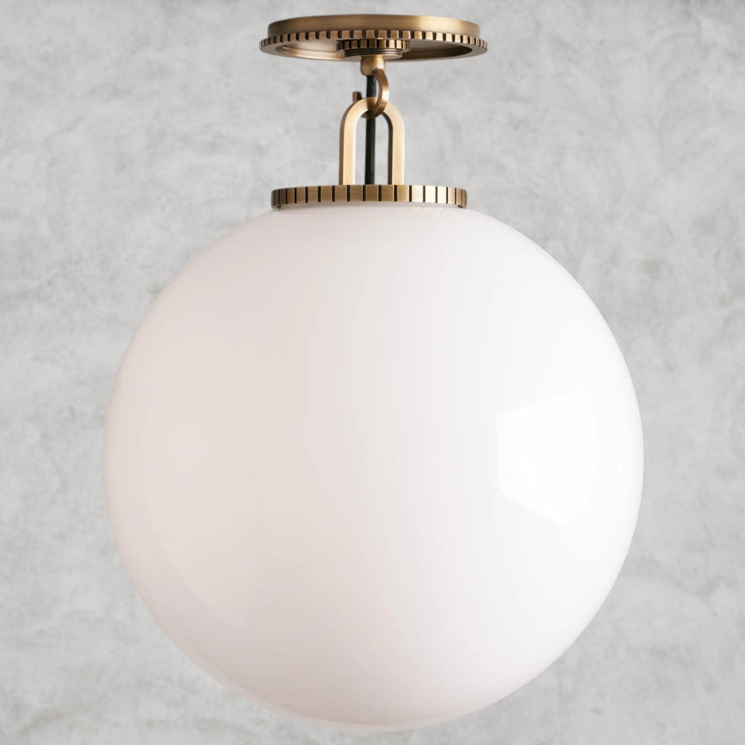 Medium / Brass / Milk Wescott Globe Flush Mount
