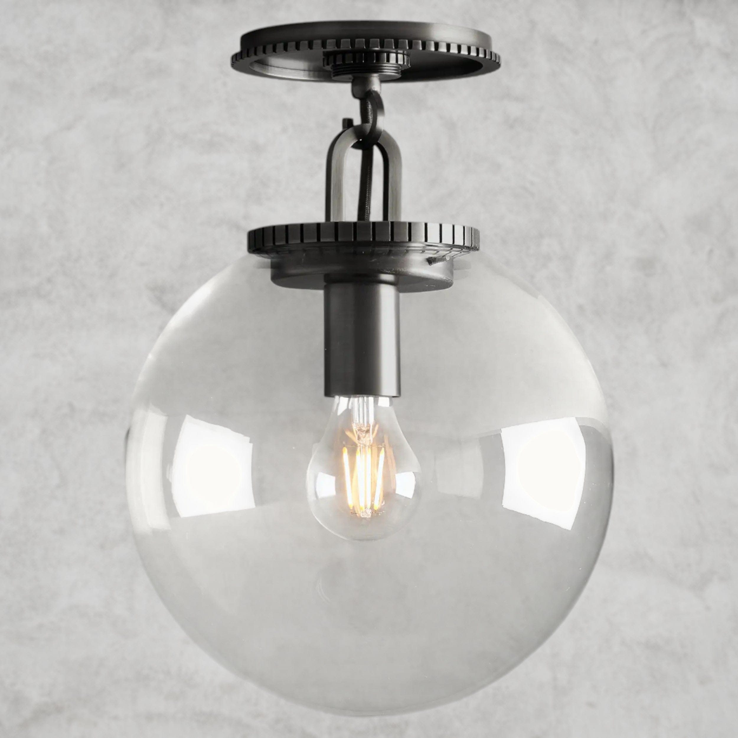 Small / Bronze / Clear Wescott Globe Flush Mount