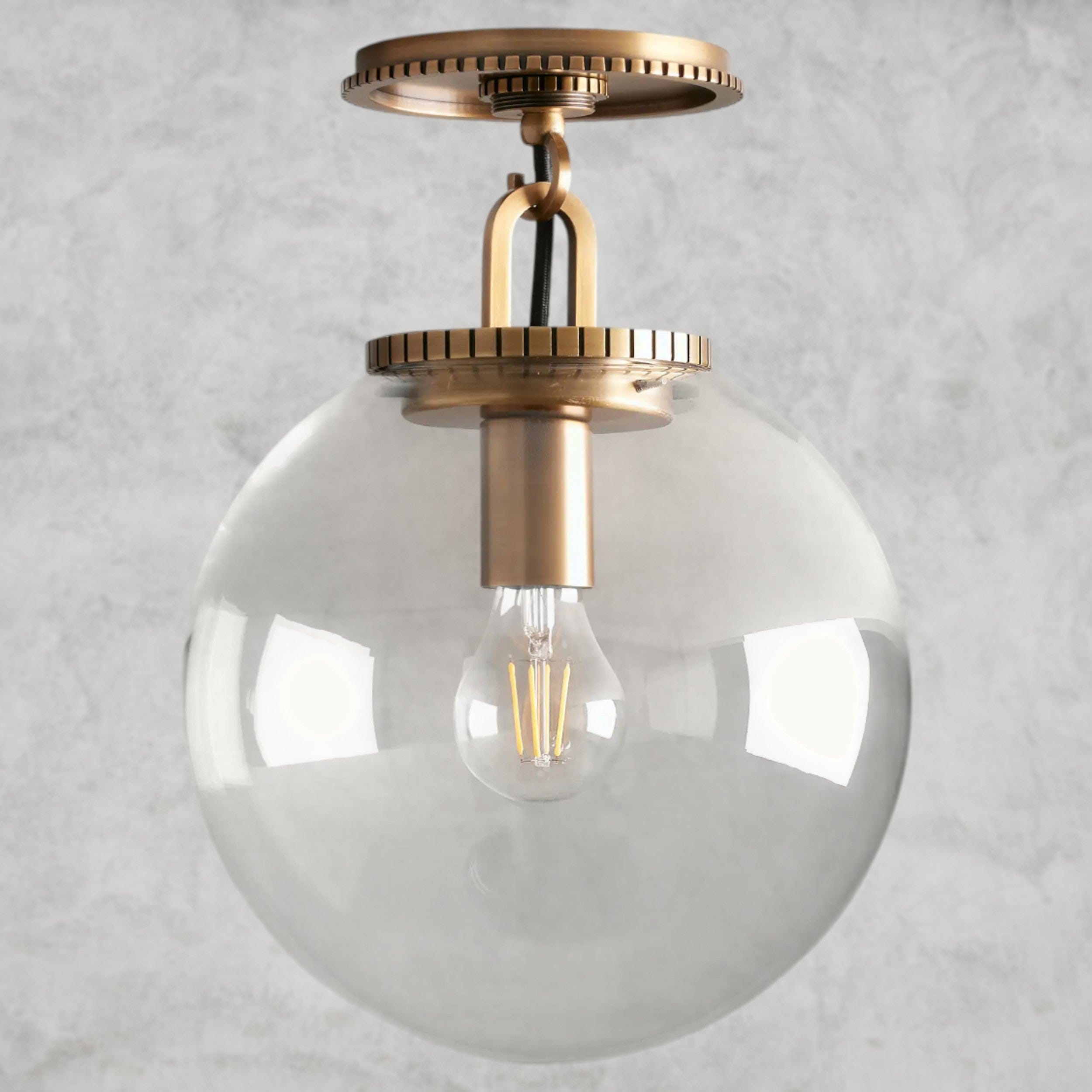 Small / Brass / Clear Wescott Globe Flush Mount