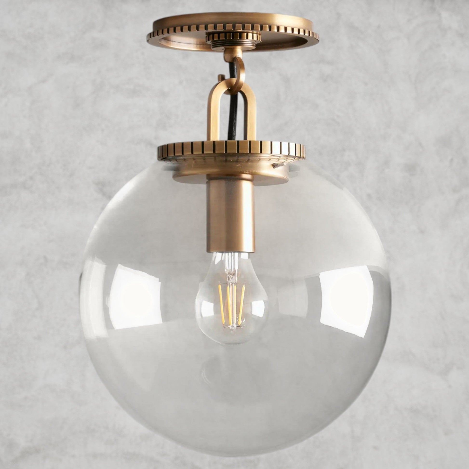 Small / Brass / Clear Wescott Globe Flush Mount