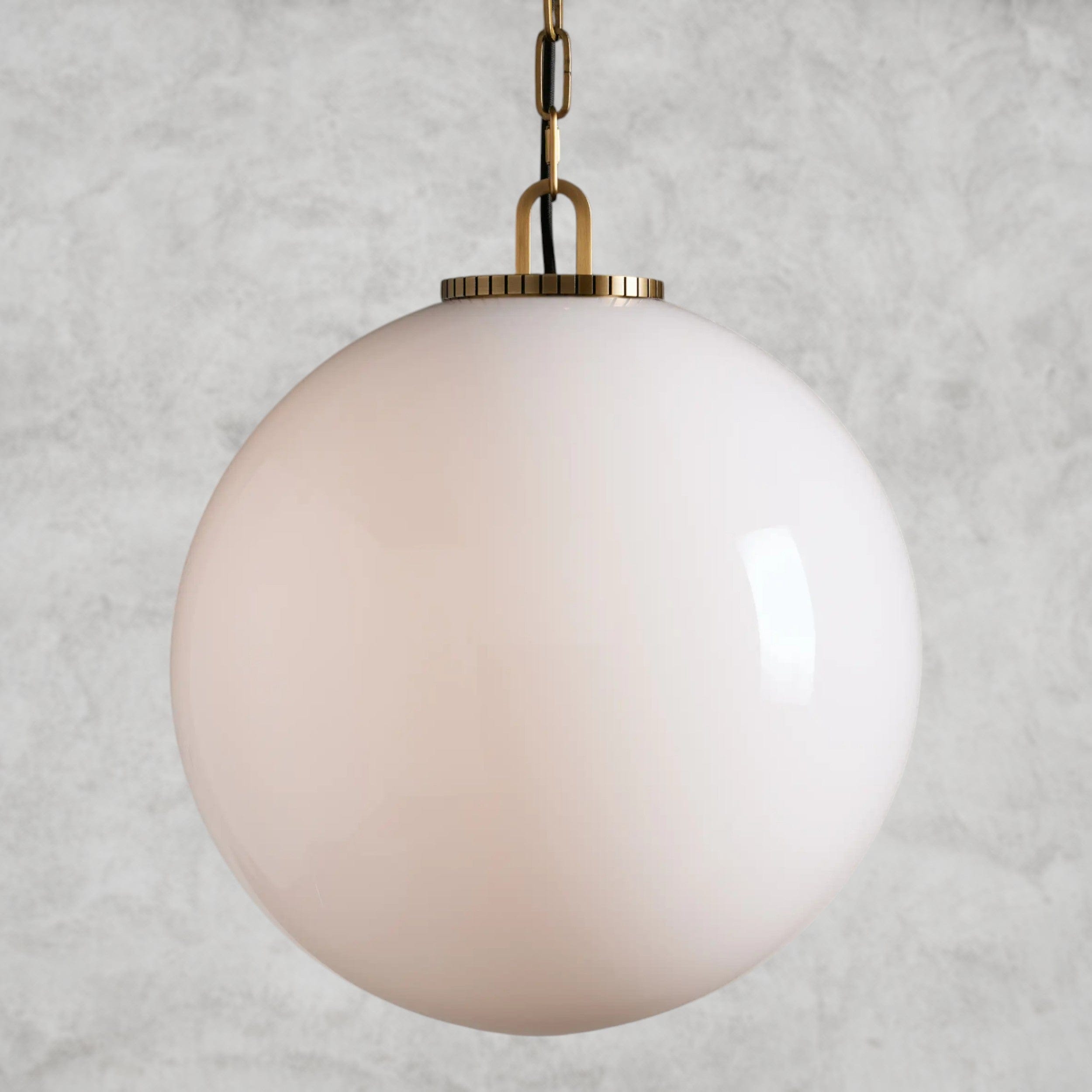 Large / Brass / Milk Wescott Globe Pendant with Chain