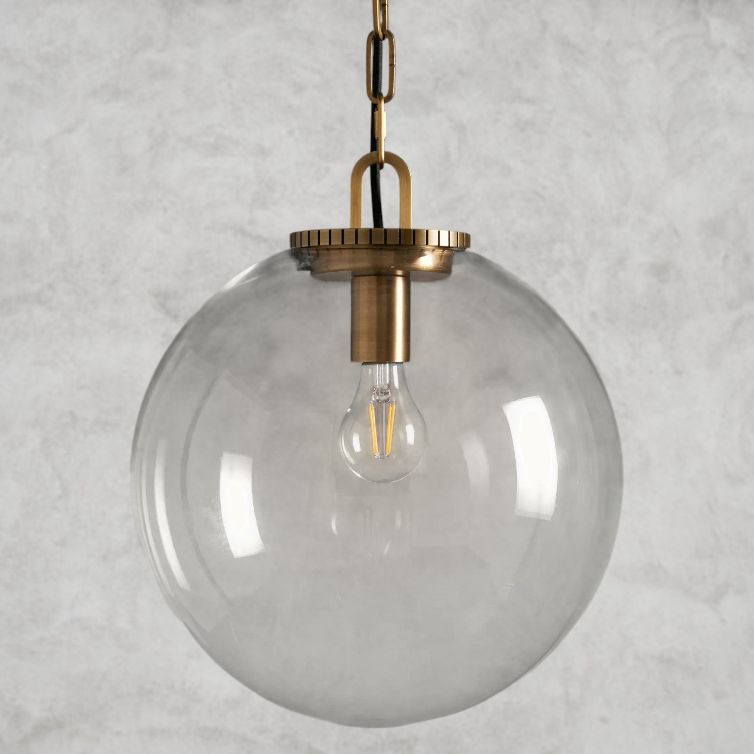 Medium / Brass / Clear Wescott Globe Pendant with Chain
