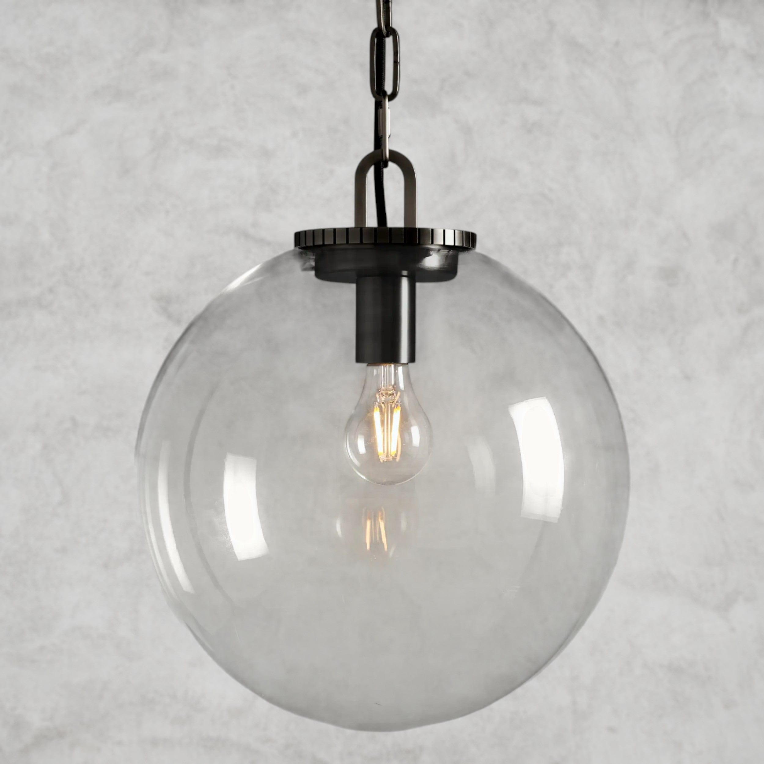 Medium / Bronze / Clear Wescott Globe Pendant with Chain