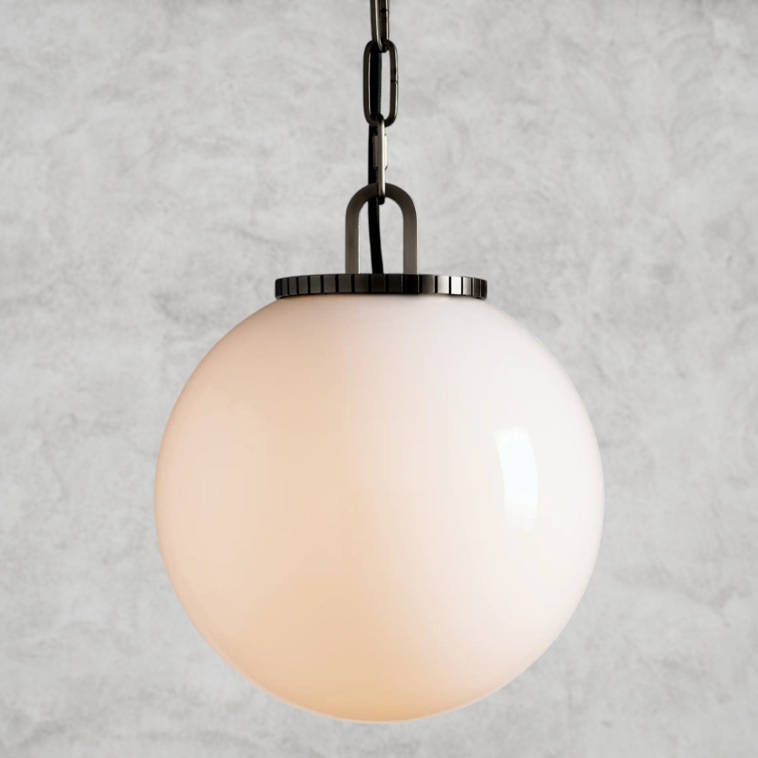 Small / Bronze / Milk Wescott Globe Pendant with Chain