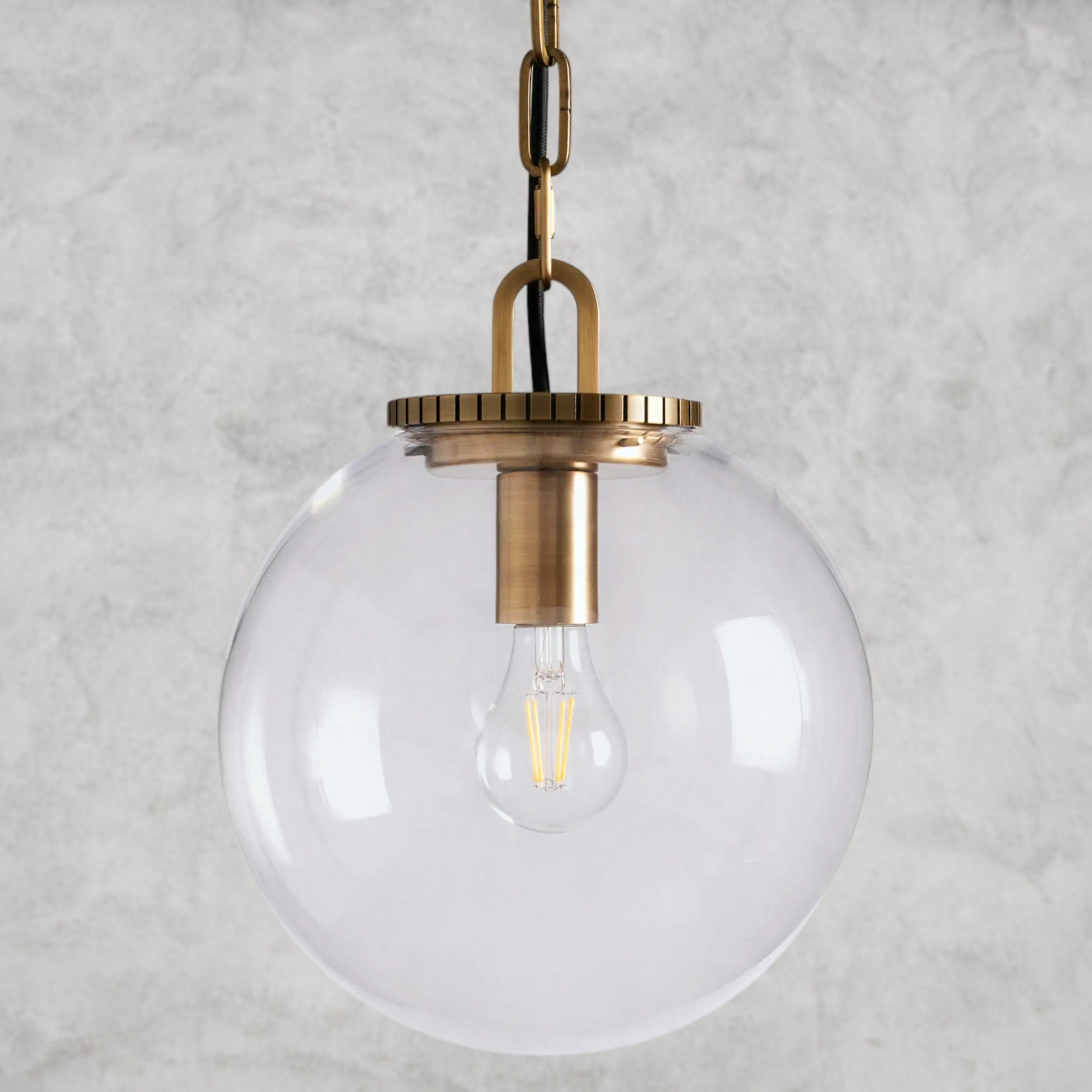 Small / Brass / Clear Wescott Globe Pendant with Chain
