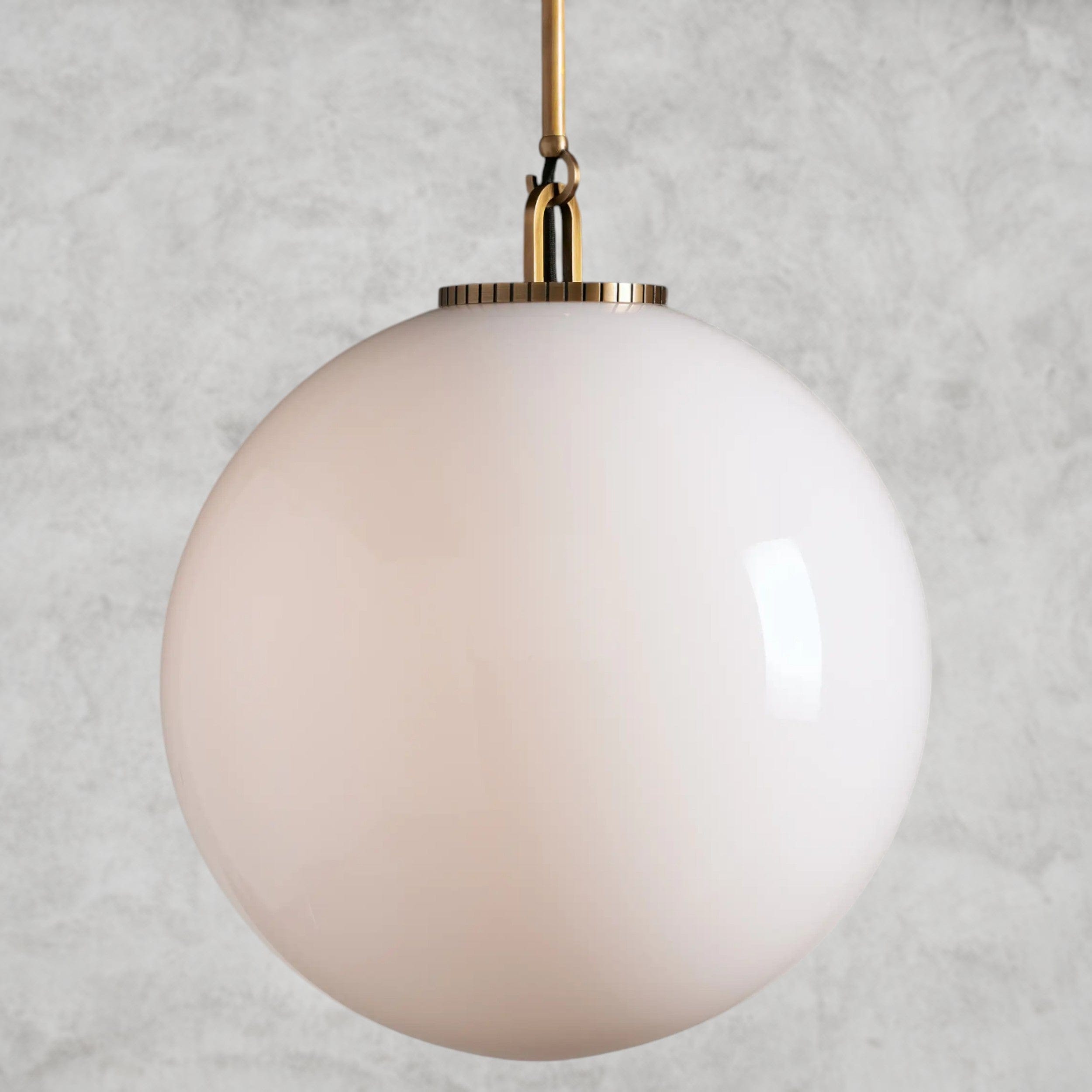 Large / Brass / Milk Wescott Globe Pendant with Rod