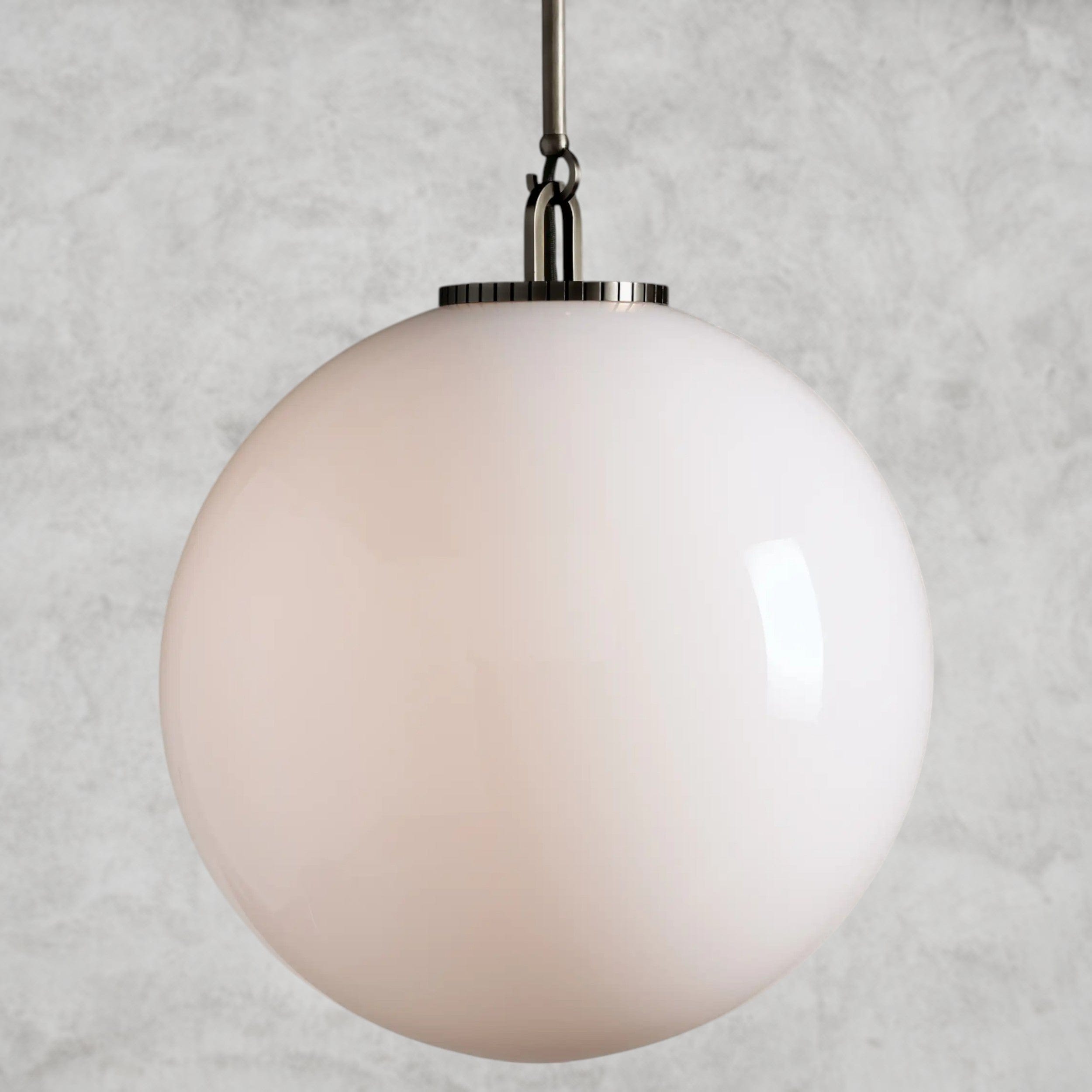 Large / Bronze / Milk Wescott Globe Pendant with Rod